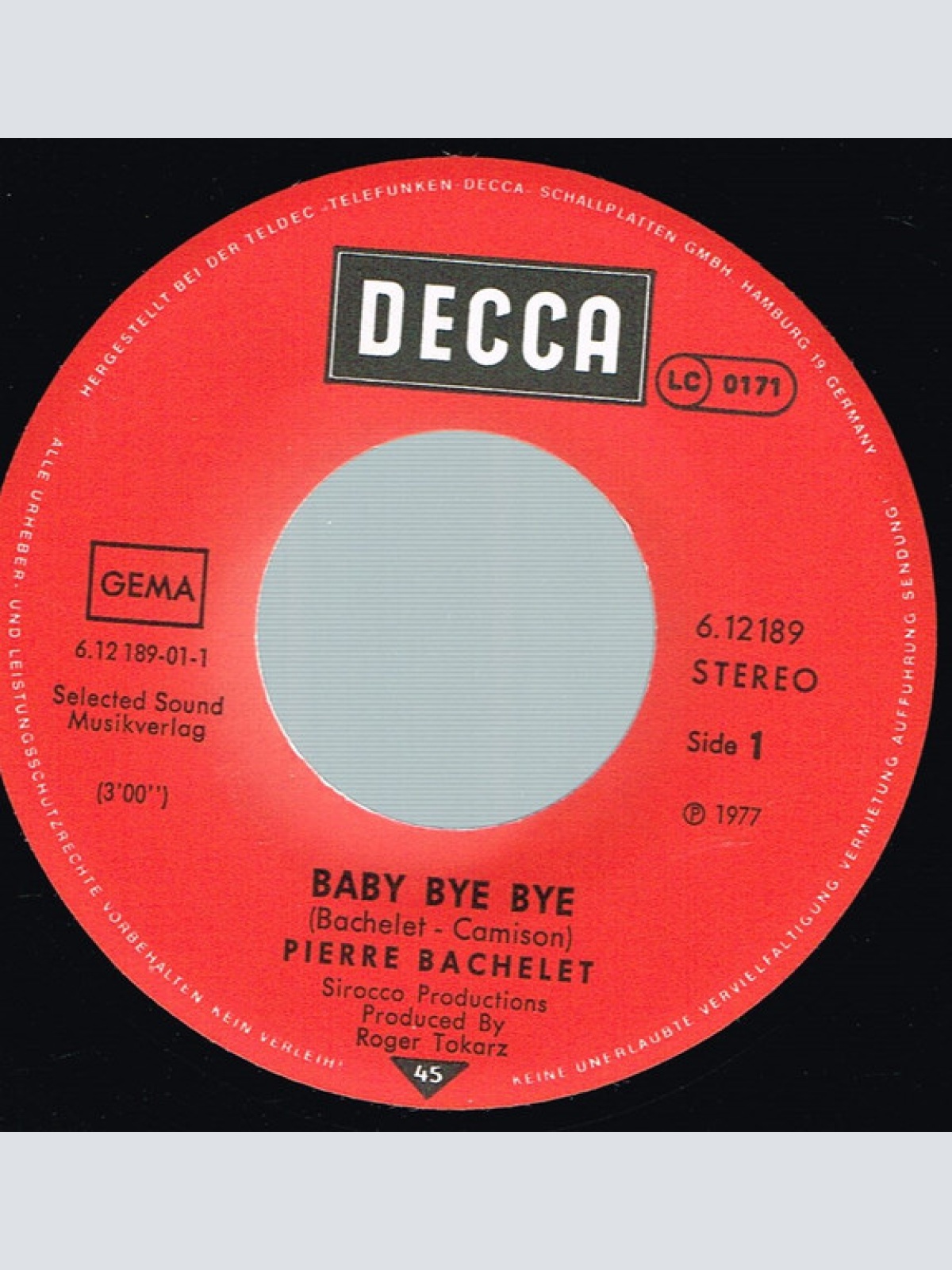 Vinyl / Pierre Bachelet - Baby Bye Bye / Histoire De Cœur