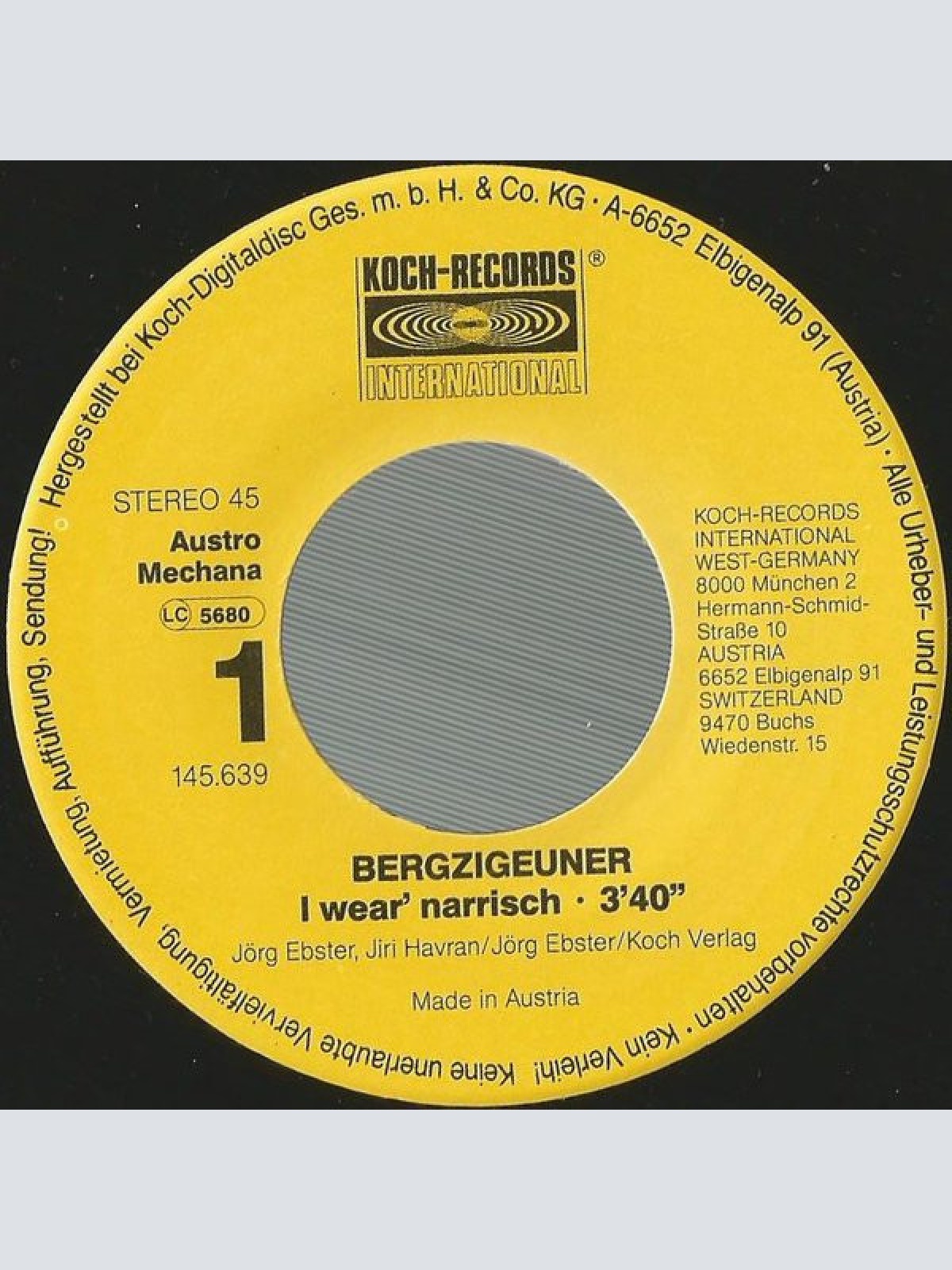 Vinyl / Bergzigeuner (2) - I Wear' Narrisch