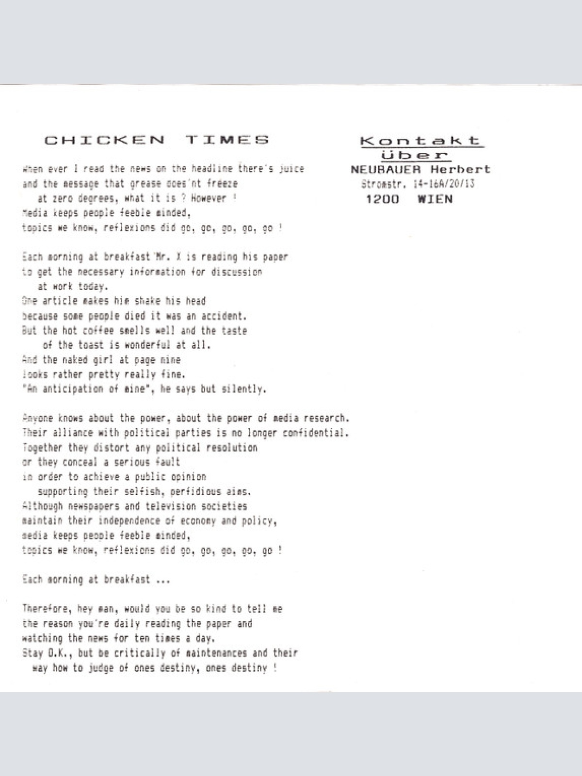 Vinyl / Choice (50) - Mrs. B. / Chicken Times