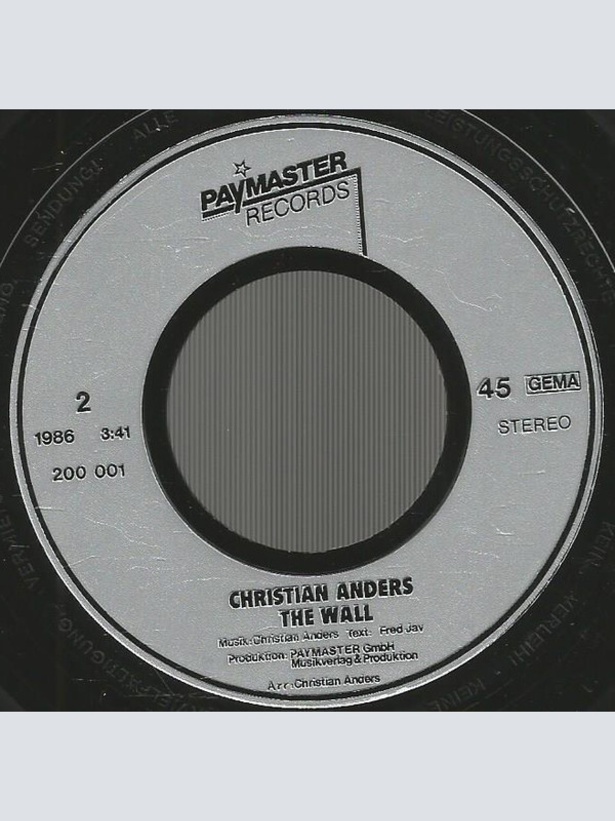 Vinyl / Christian Anders - Die Mauer