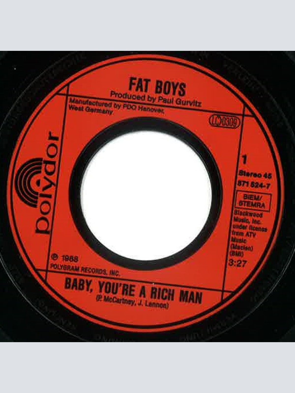 Vinyl / Fat Boys - Baby, You're A Rich Man