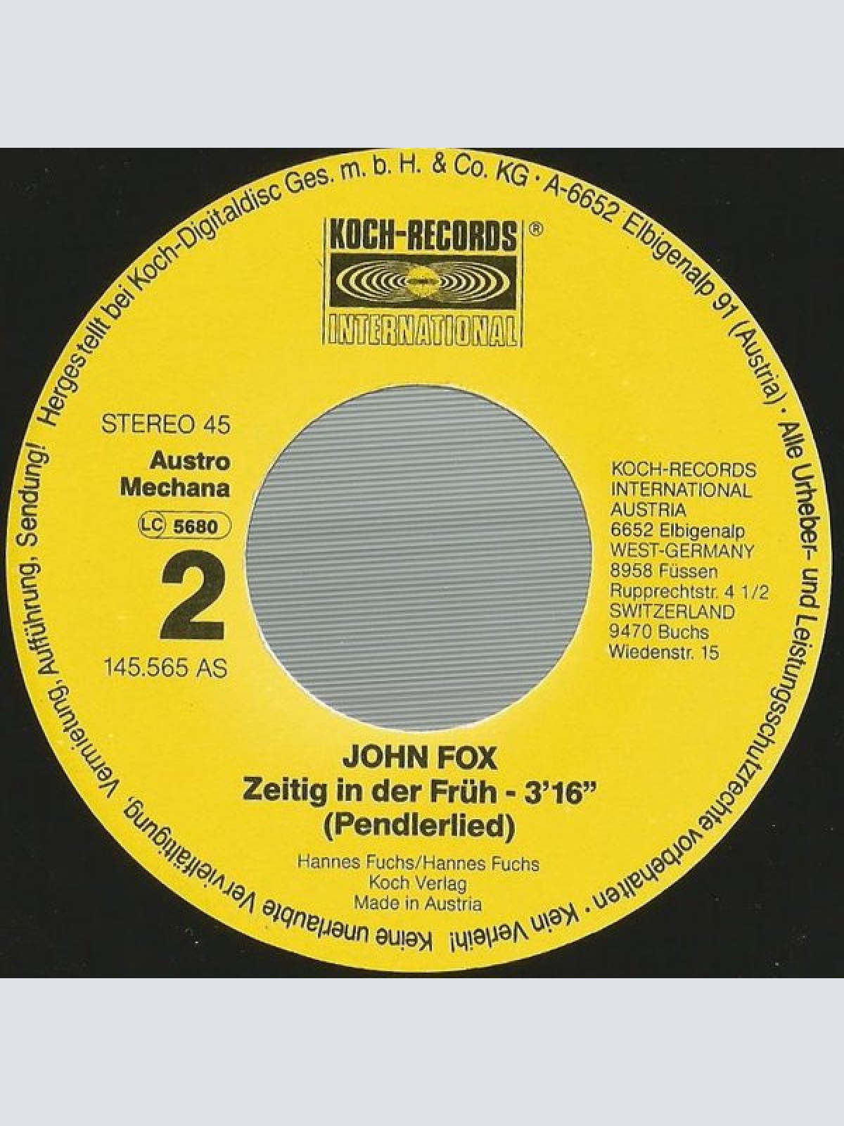 Vinyl / John Fox (4) - Was Tät I Ohne Di