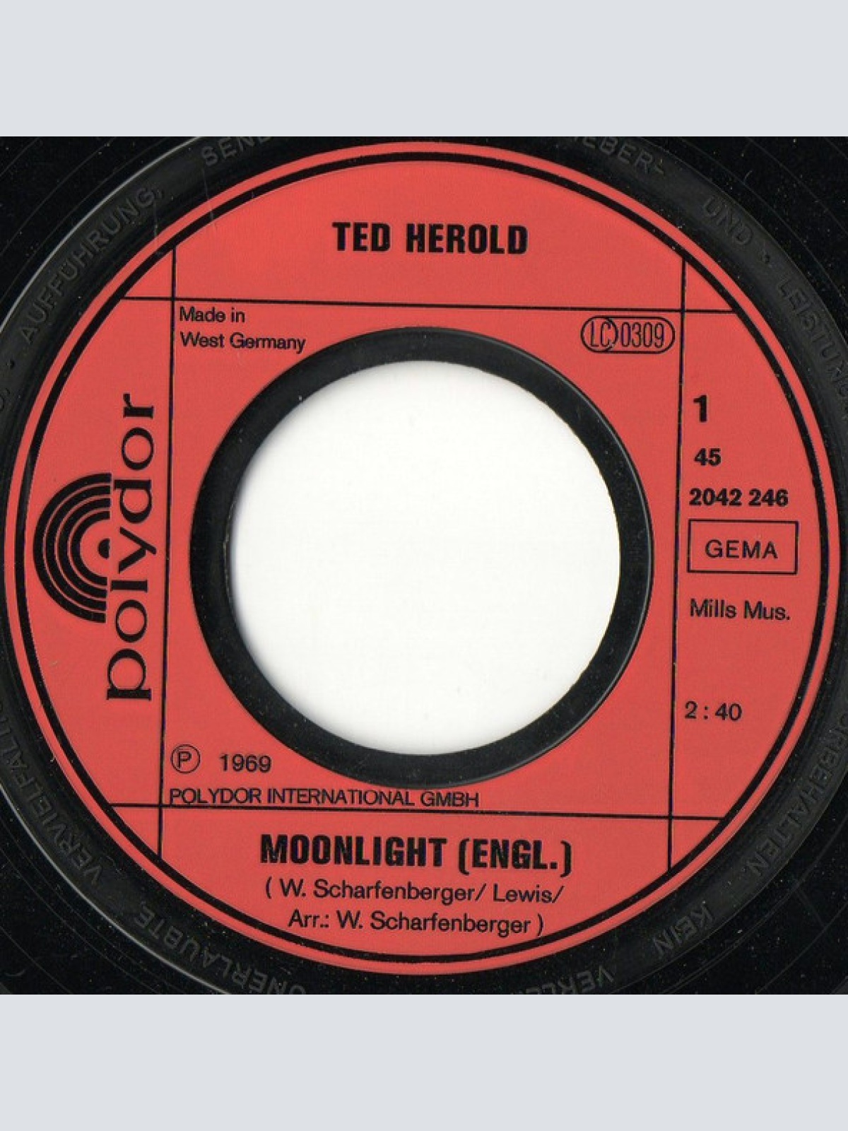 Vinyl / Ted Herold - Moonlight / Hula Rock