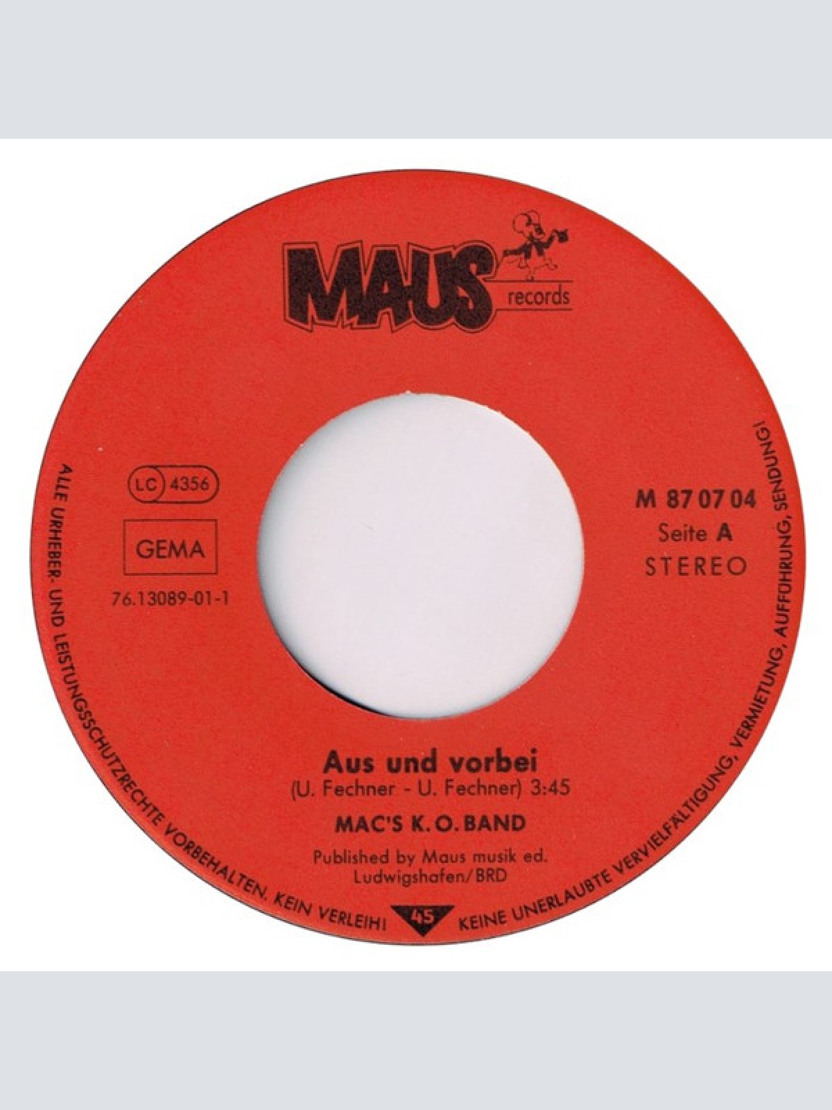 Vinyl / Mac's K.O. Band - Aus Und Vorbei