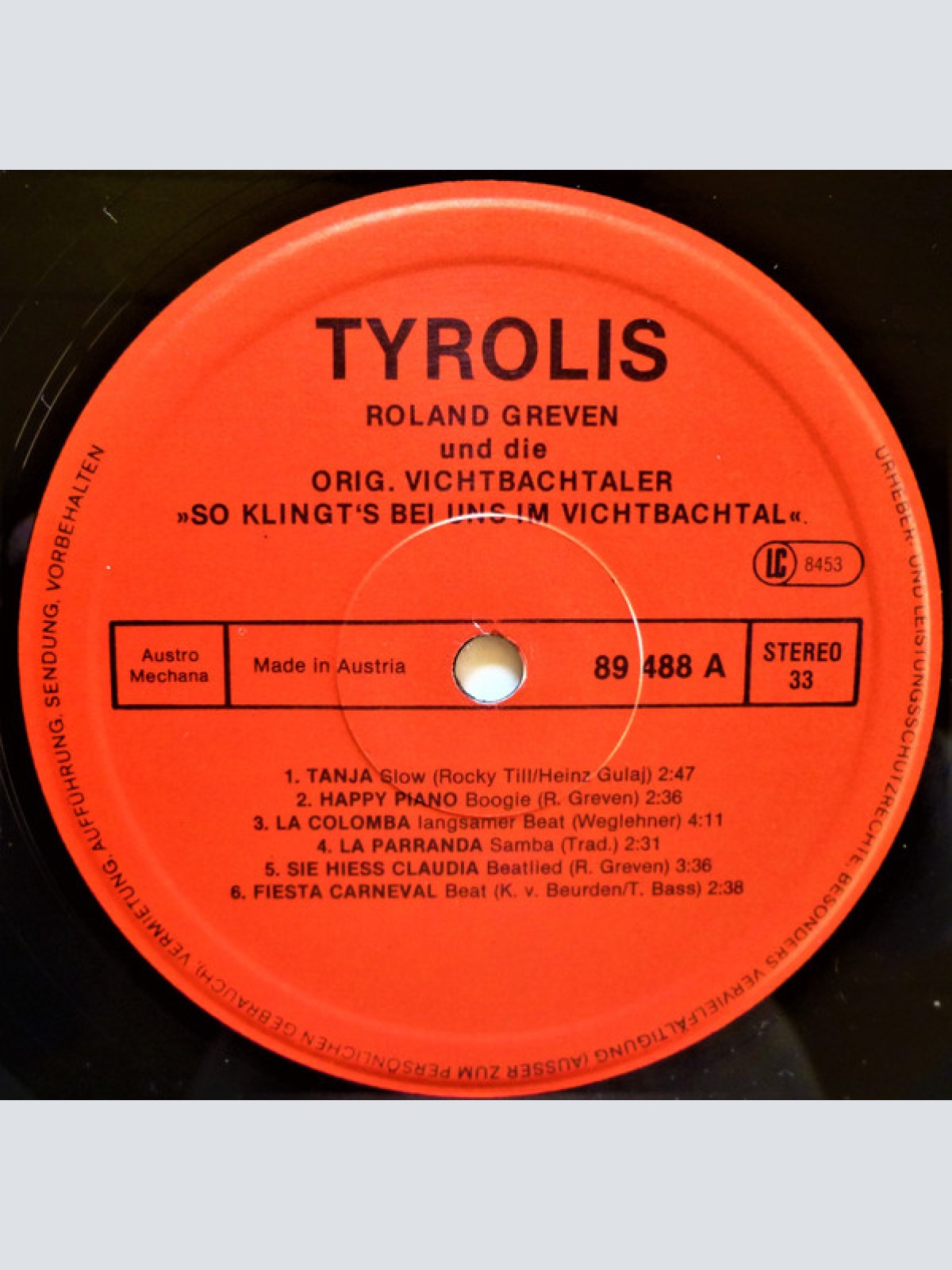 Vinyl / Roland Greven Und Die Original Vichtbachtaler - So Klingt's Bei Uns Im Vichtbachtal