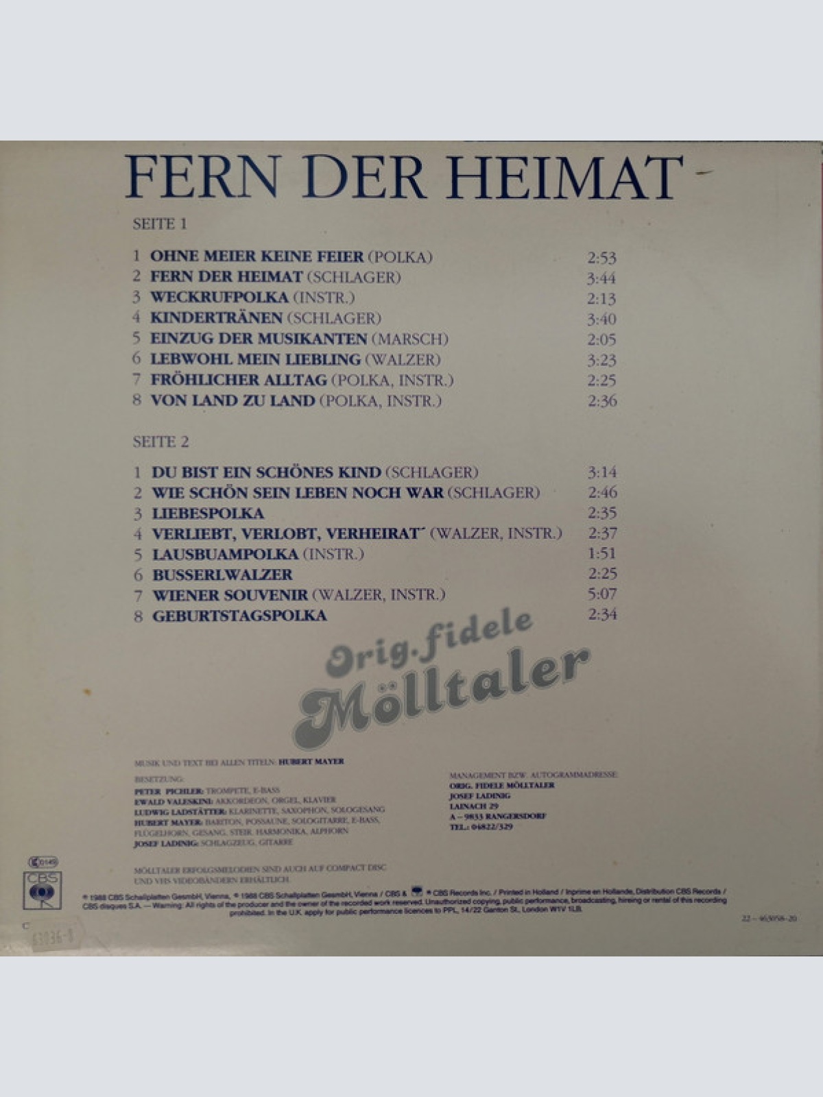 Vinyl / Orig. Fidele Mölltaler* - Fern Der Heimat