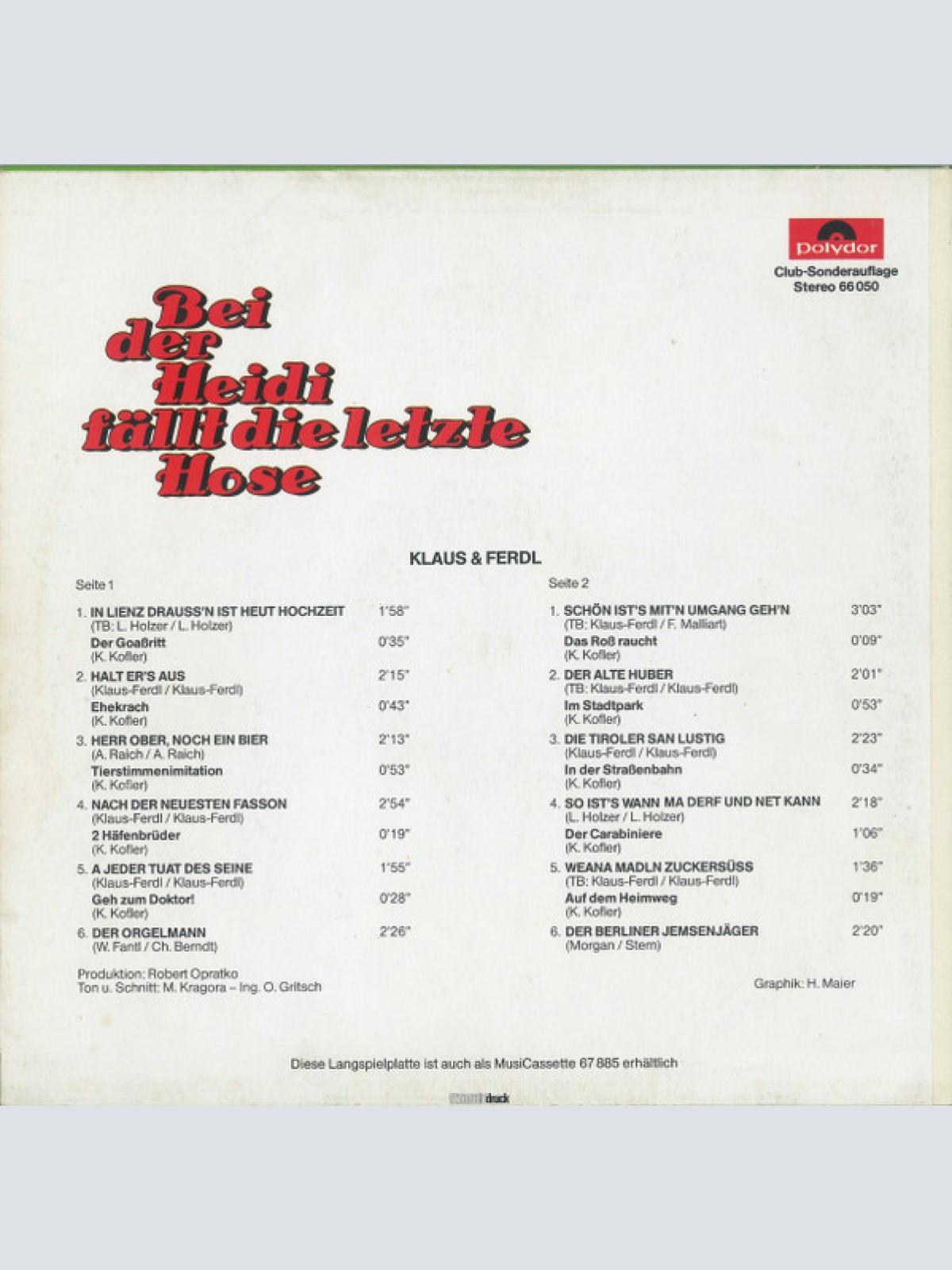 Vinyl / Klaus U. Ferdl* - Bei Der Heidi Fällt Die Letzte Hose