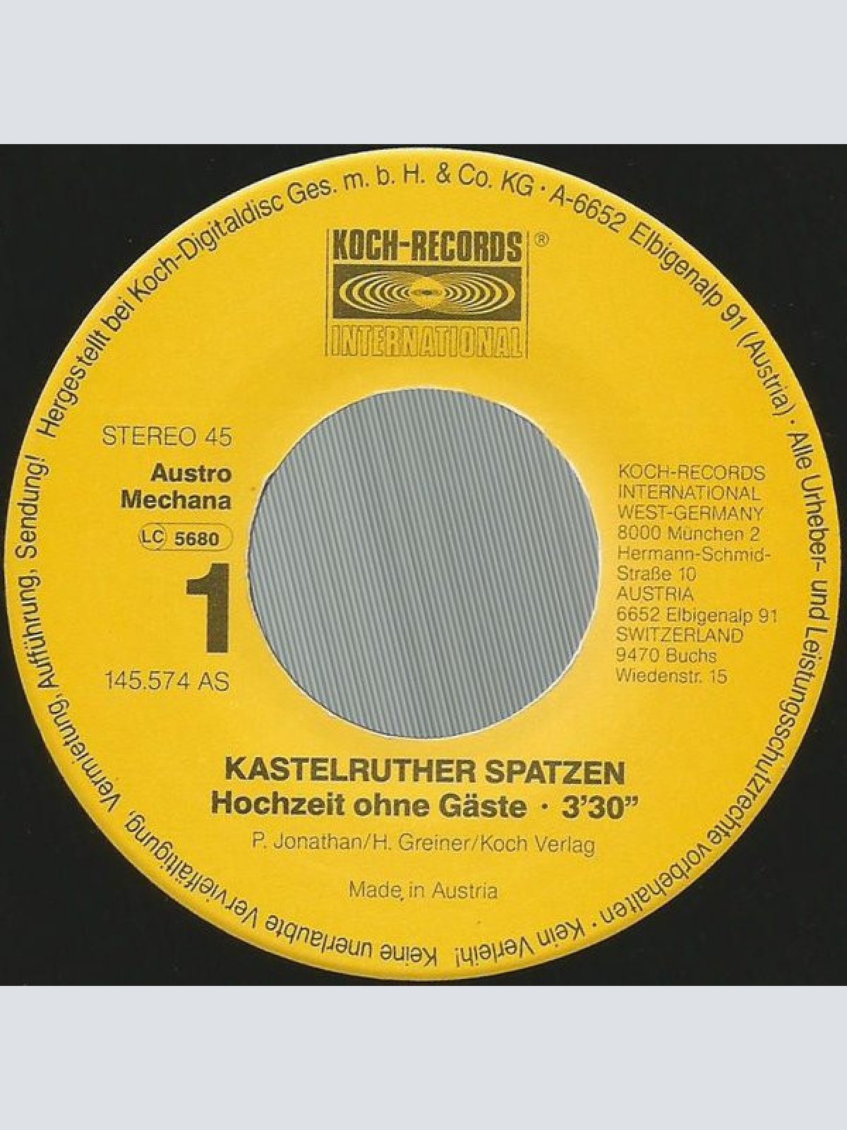 Vinyl / Kastelruther Spatzen - Hochzeit Ohne Gäste