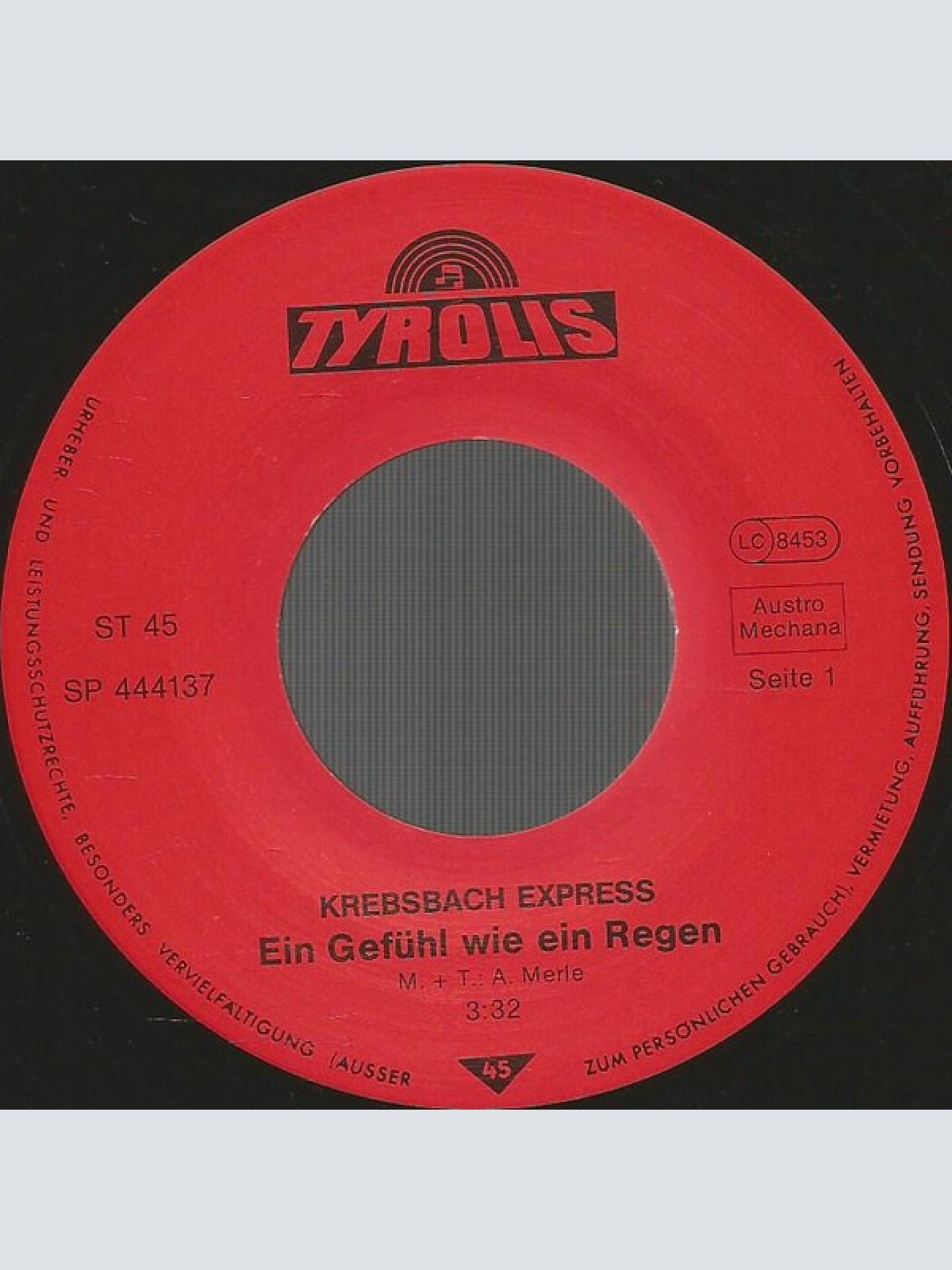 Vinyl / Krebsbach Express - Ein Gefühl Wie Ein Regen