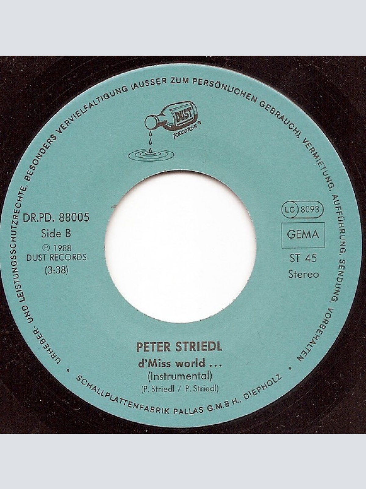 Vinyl / Peter Striedl - PS-Band München* - D'Miss World De Kummt Aus "Schwabing"
