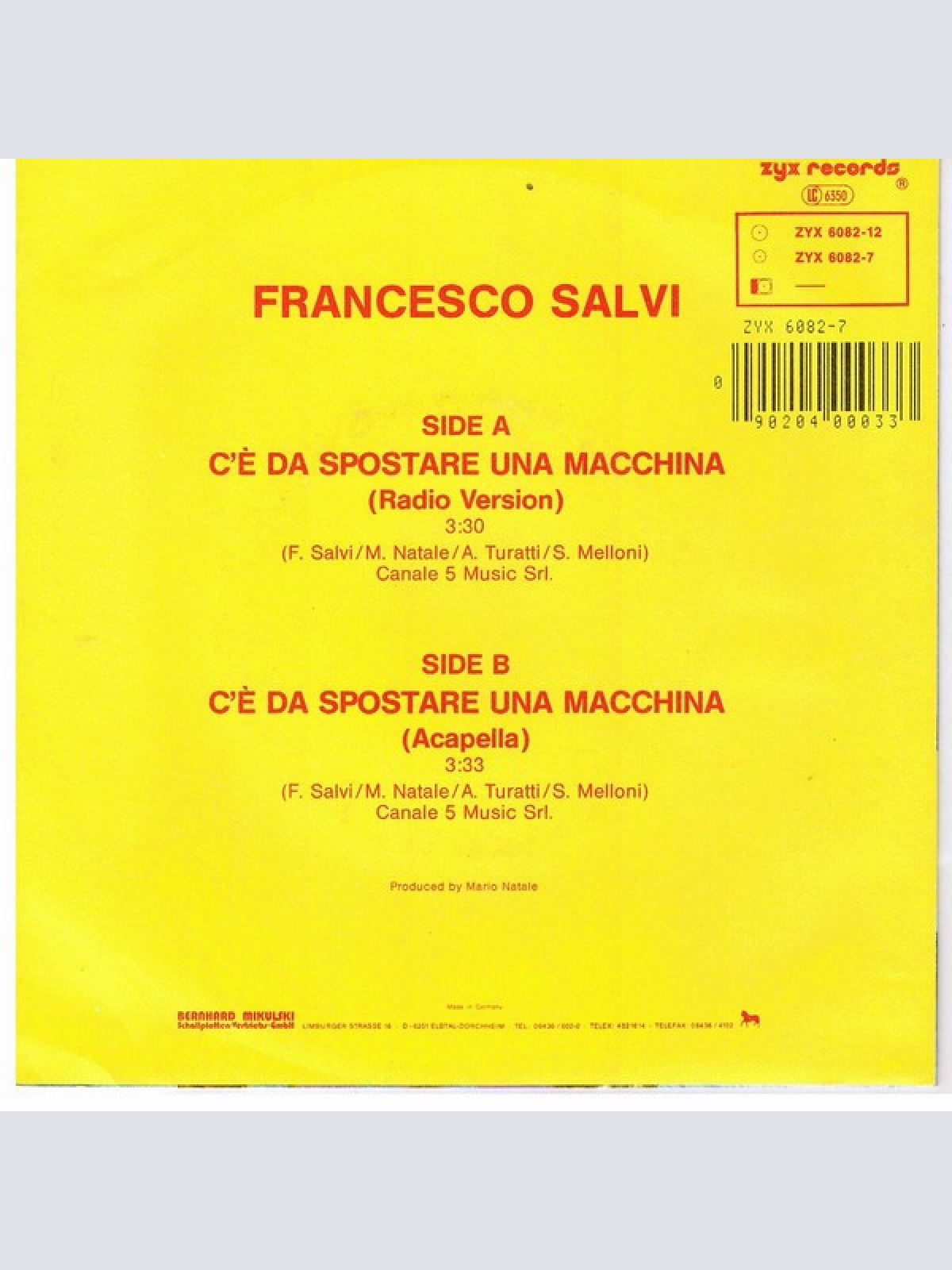 Vinyl / Francesco Salvi - C'è Da Spostare Una Macchina (Radio Version)