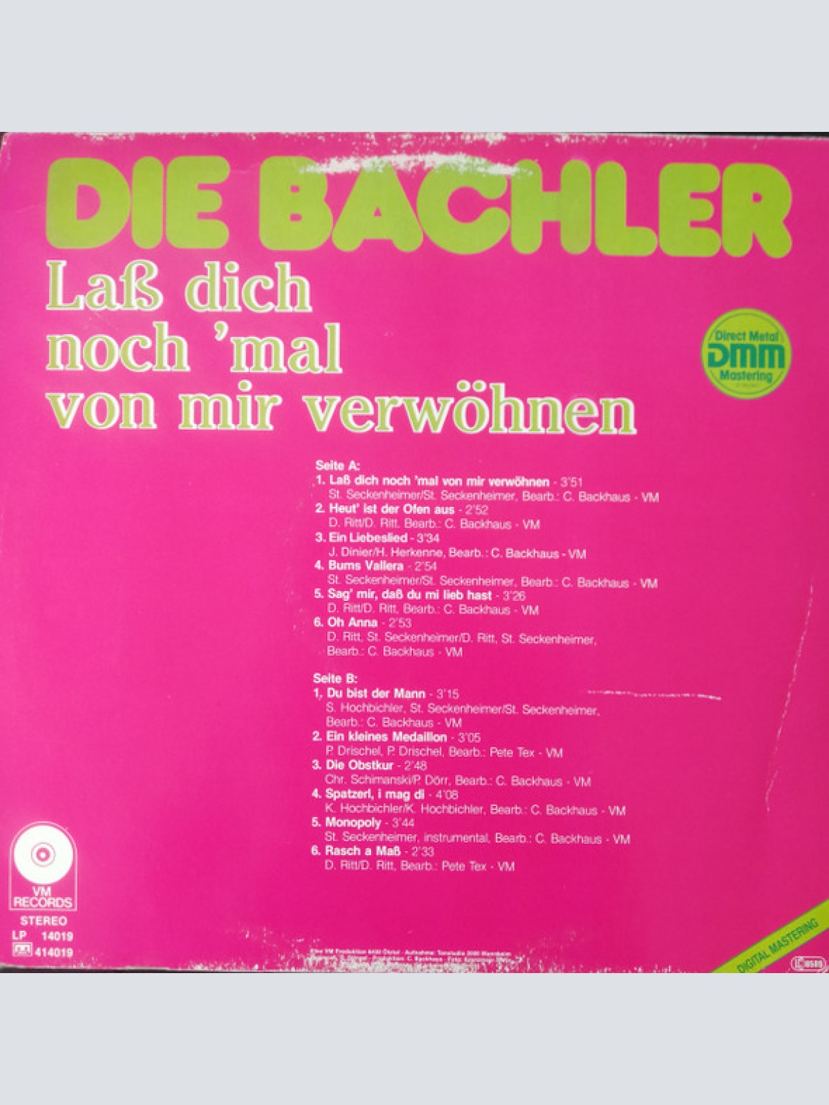 Vinyl / Die Bachler* - Laß Dich Noch 'Mal Von Mir Verwöhnen