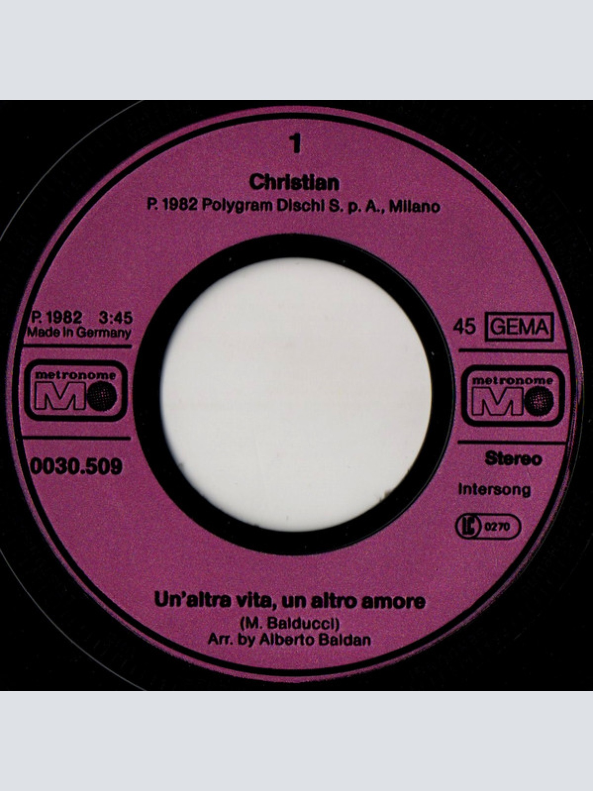 Vinyl / Christian (106) - Un'Altra Vita, Un Altro Amore