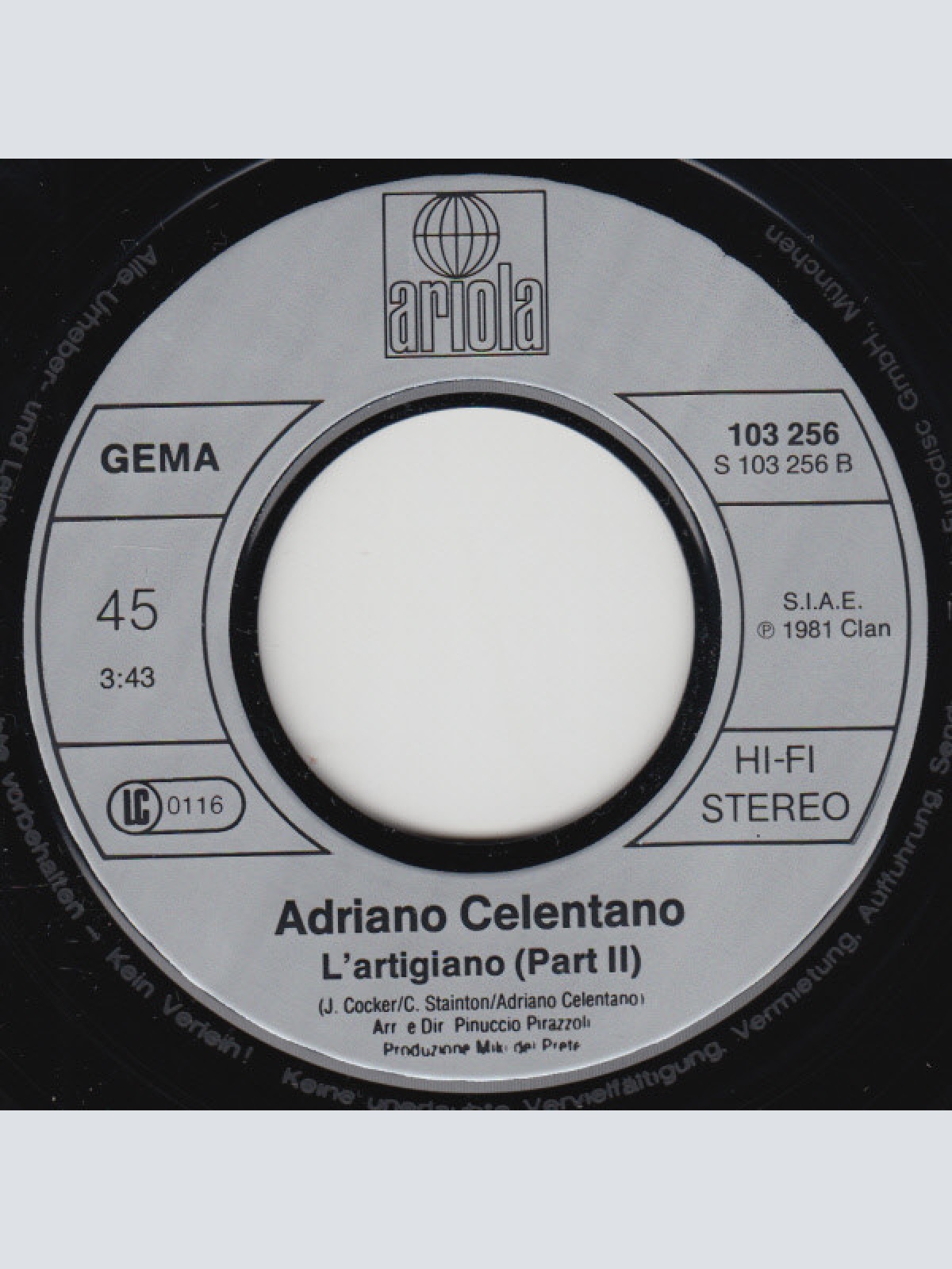 Vinyl / Adriano Celentano - L'Artigiano