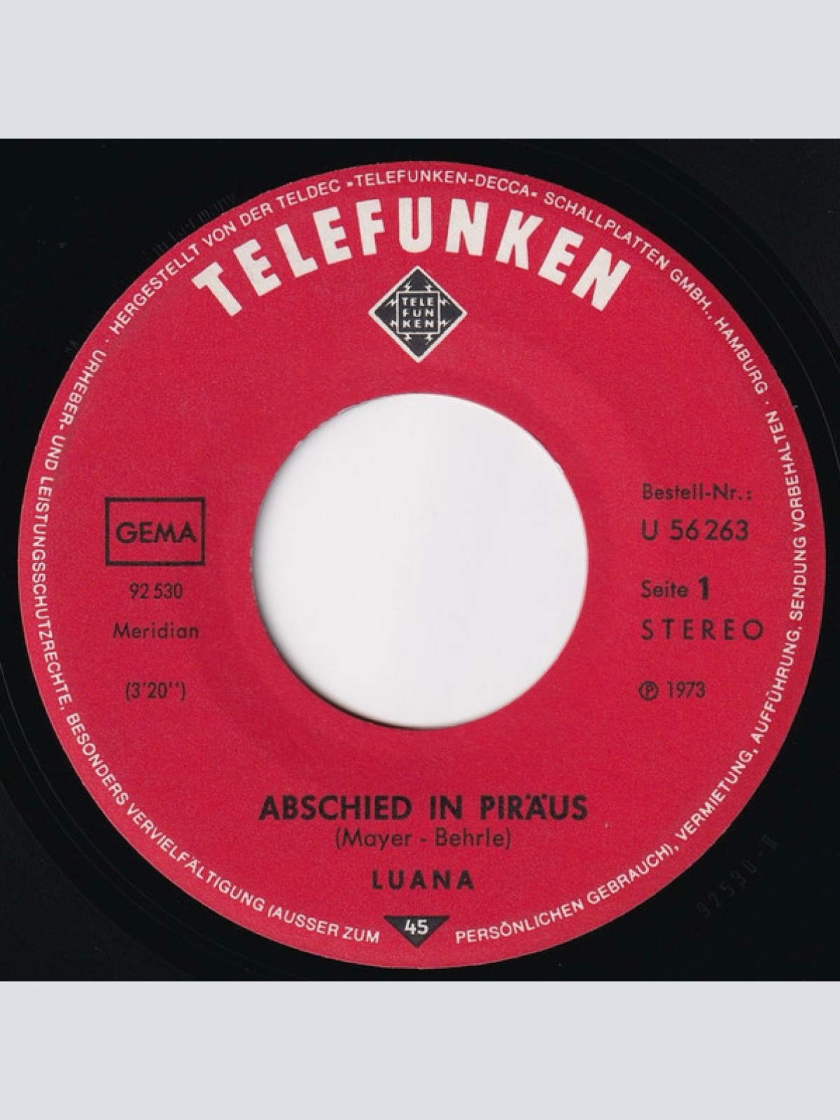 Vinyl / Luana (6) - Abschied In Piräus / Am Tag Danach