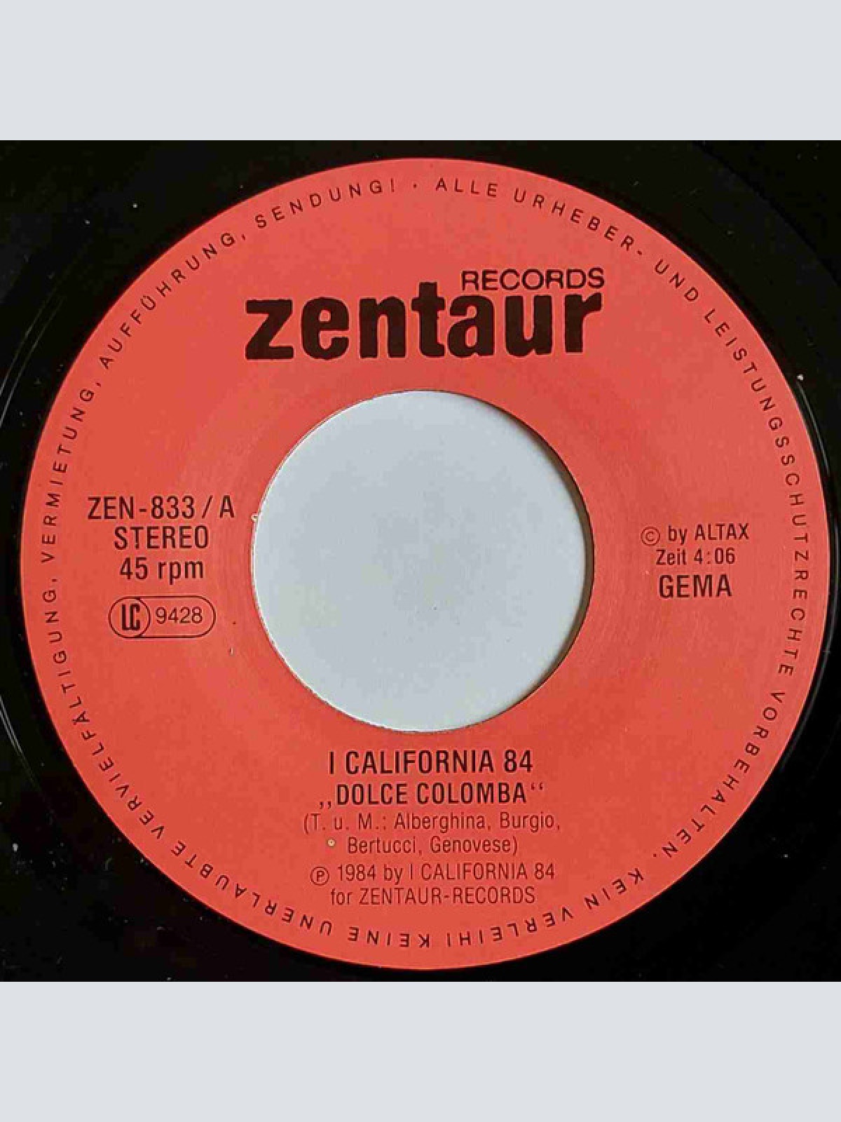 Vinyl / I California 84* - Dolce Colomba