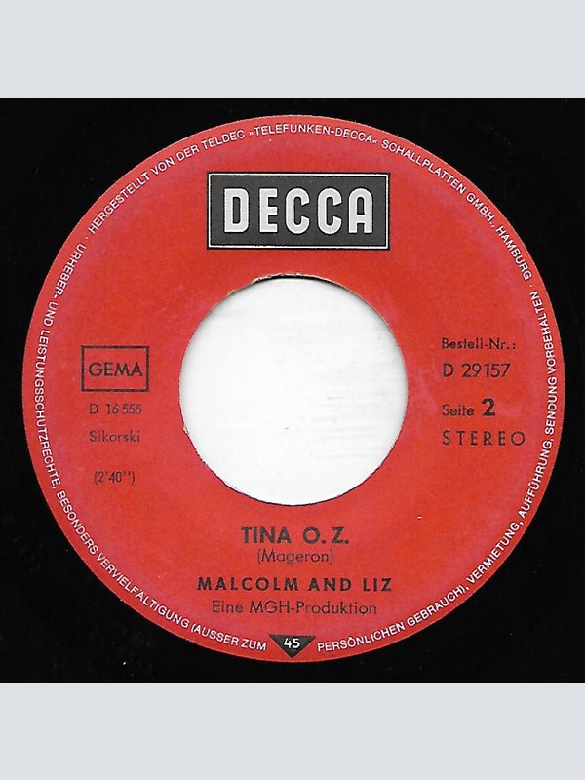 Vinyl / Malcolm* And Liz* - We Are All One / Tina O. Z.
