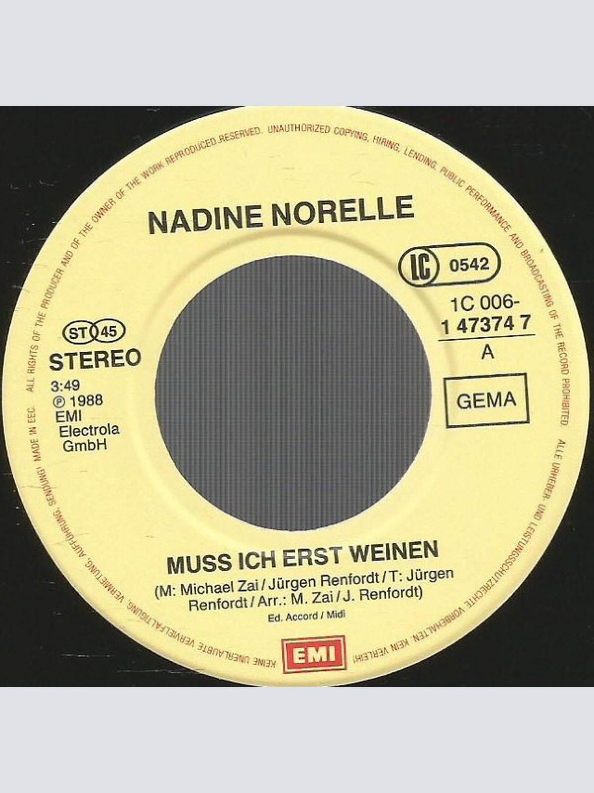 Vinyl / Nadine Norelle* - Muss Ich Erst Weinen?