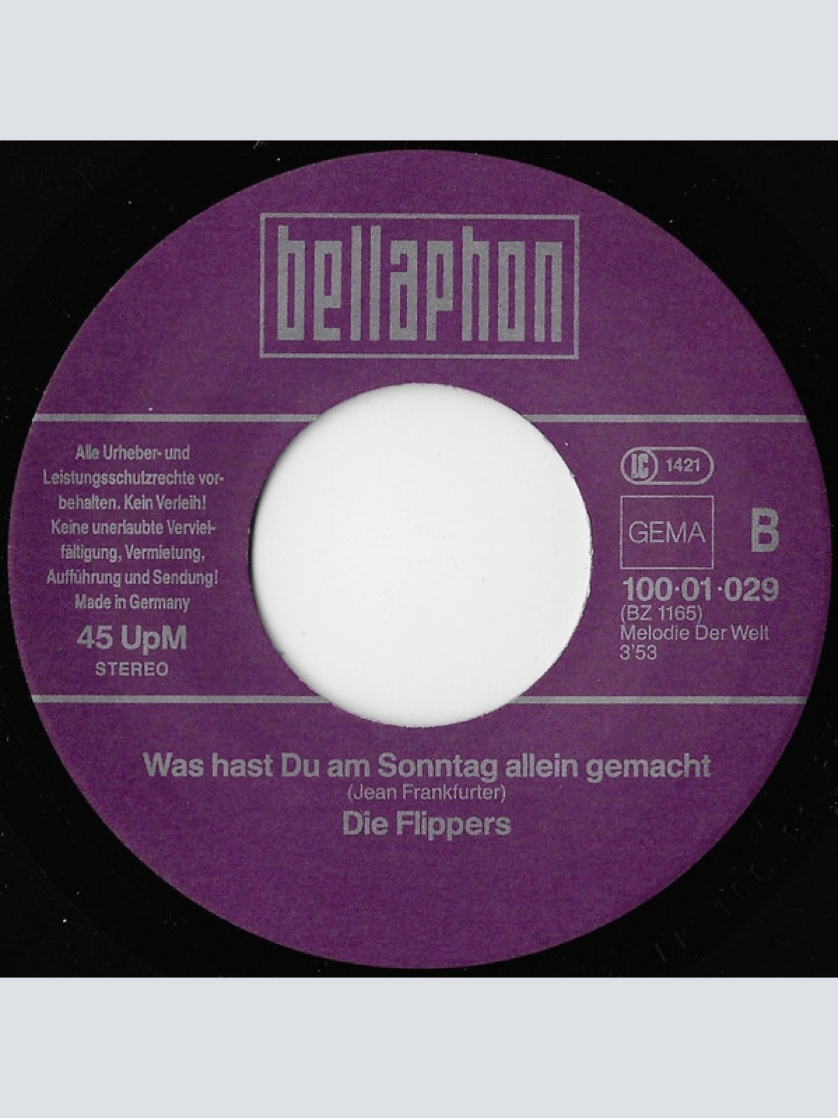 Vinyl / Die Flippers - Kleine Sonja / Was Hast Du Am Sonntag Allein Gemacht