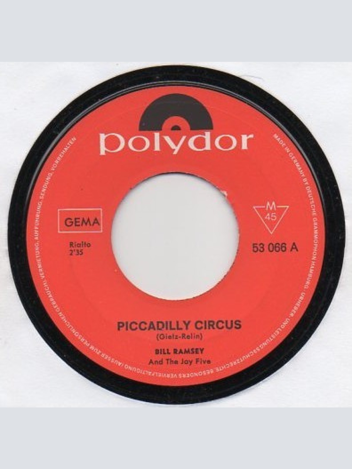 Vinyl / Bill Ramsey - Piccadilly Circus / Die Welt Die Ist Kaputt