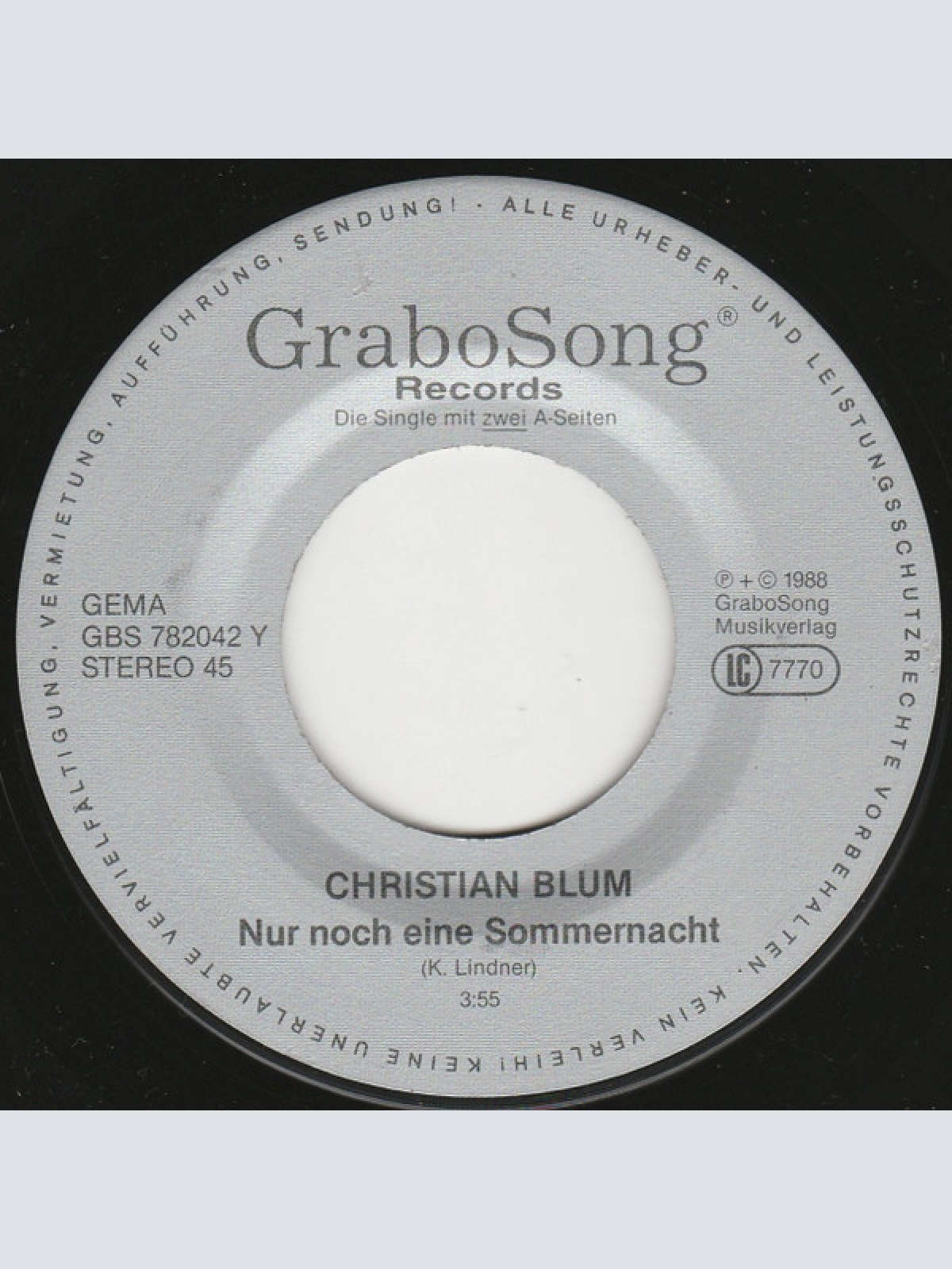 Vinyl / Christian Blum - Sag Nur Einfach Je T'aime / Nur Noch Eine Sommernacht