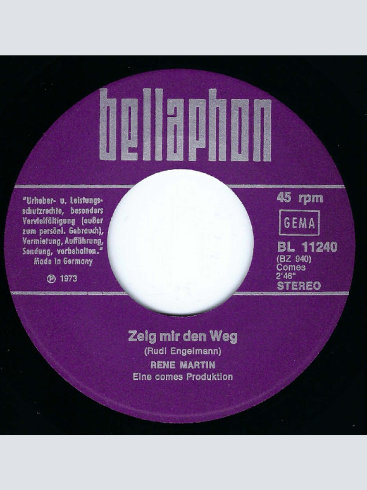 Vinyl / René Martin (2) - Die Sonne In Deinen Augen / Zeig Mir Den Weg