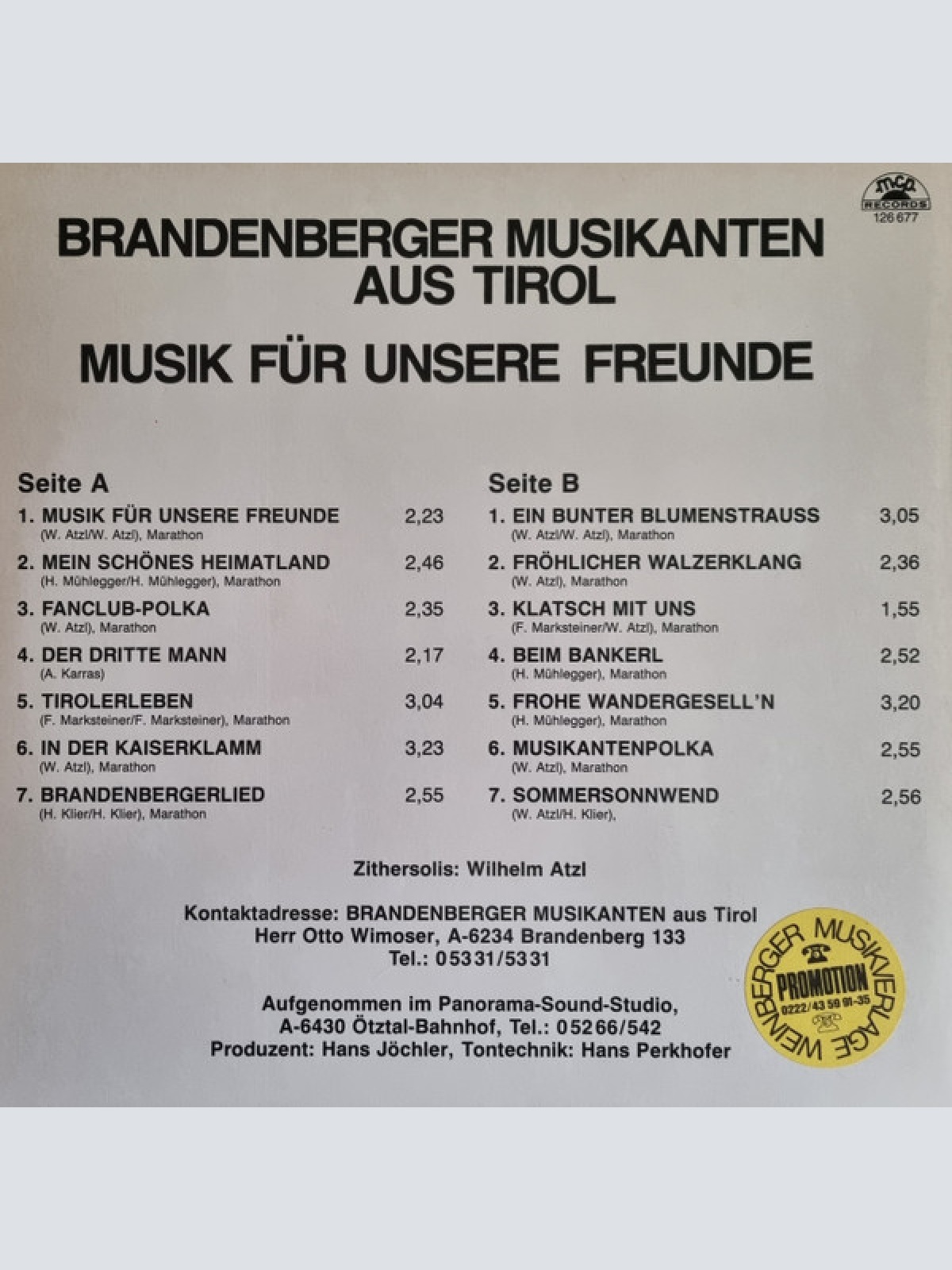 Vinyl / Brandenberger Musikanten - Musik Für Unsere Freunde