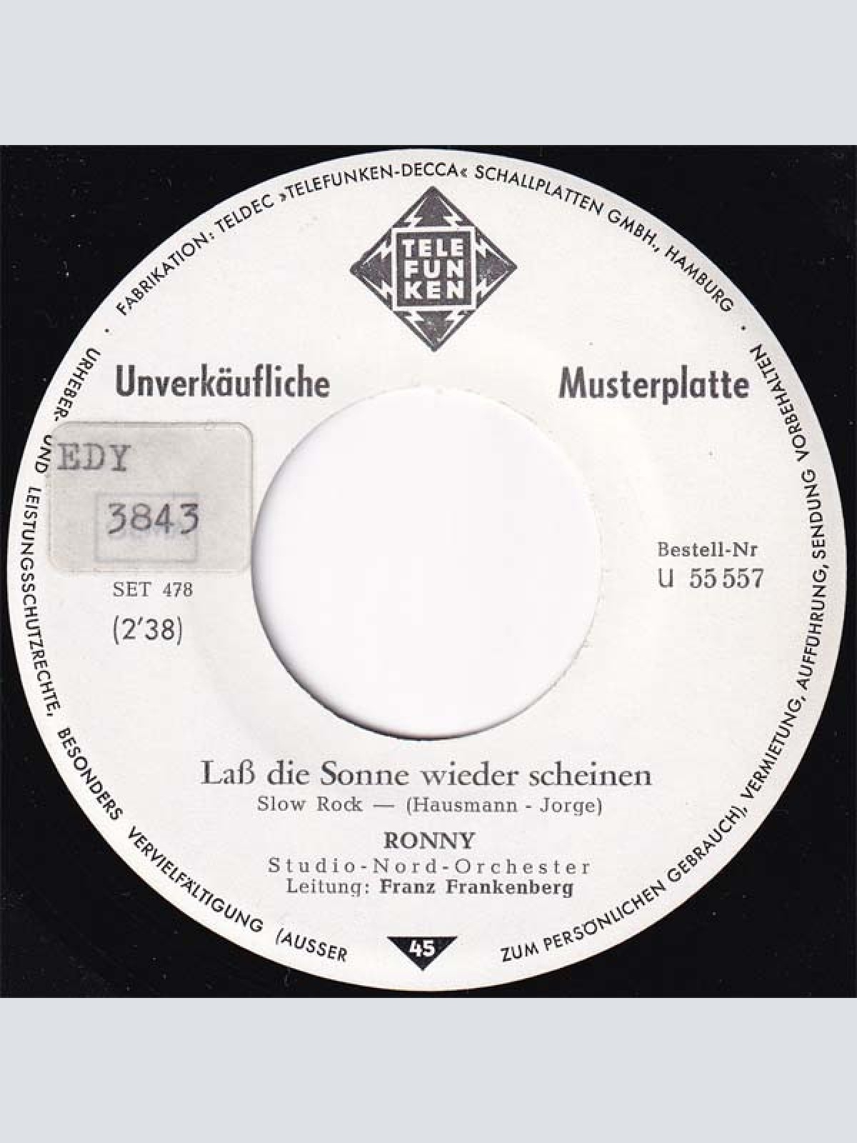 Vinyl / Ronny (4) - Laß Die Sonne Wieder Scheinen / Einmal Noch