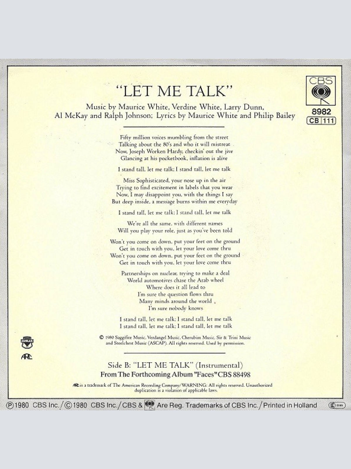 Vinyl / Earth Wind & Fire* - Let Me Talk