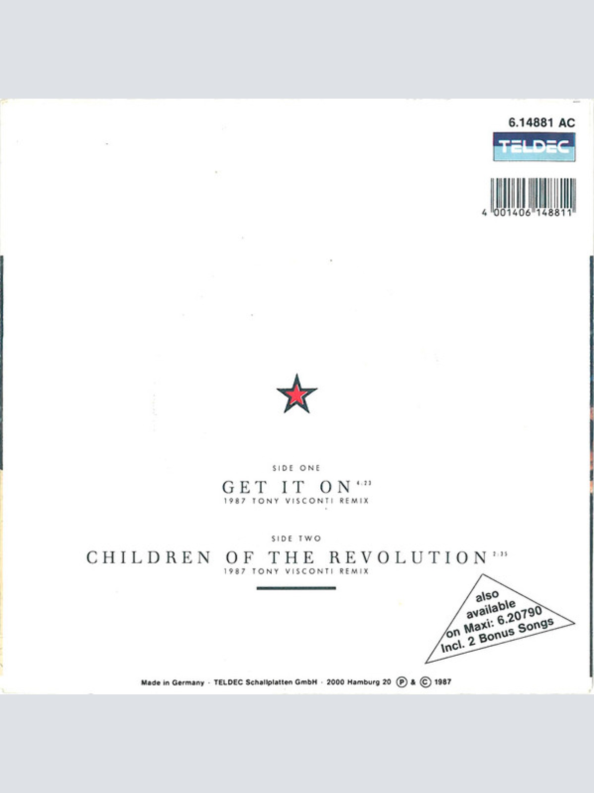 Vinyl / T. Rex / Marc Bolan - Get It On (1987 Tony Visconti Remix)