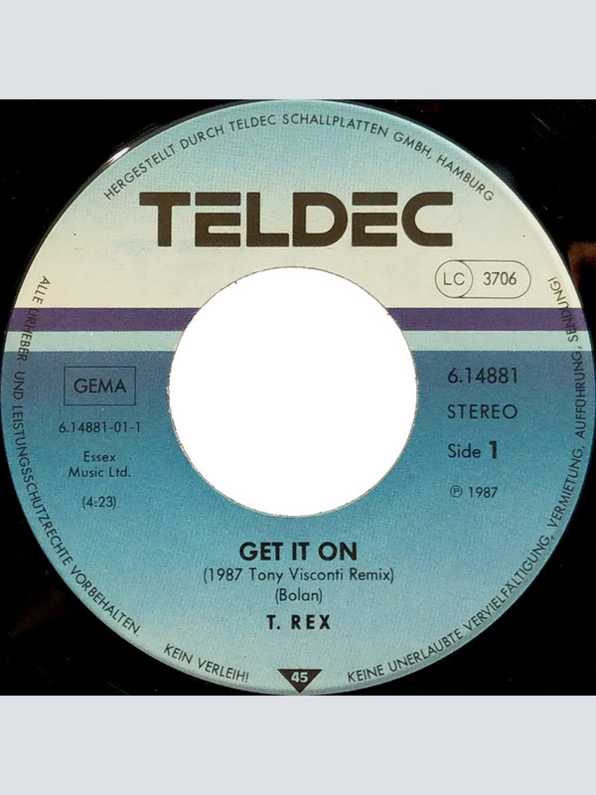 Vinyl / T. Rex / Marc Bolan - Get It On (1987 Tony Visconti Remix)