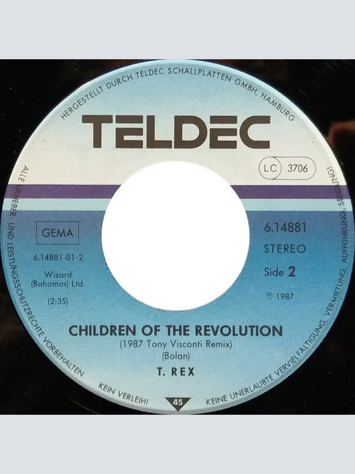 Vinyl / T. Rex / Marc Bolan - Get It On (1987 Tony Visconti Remix)