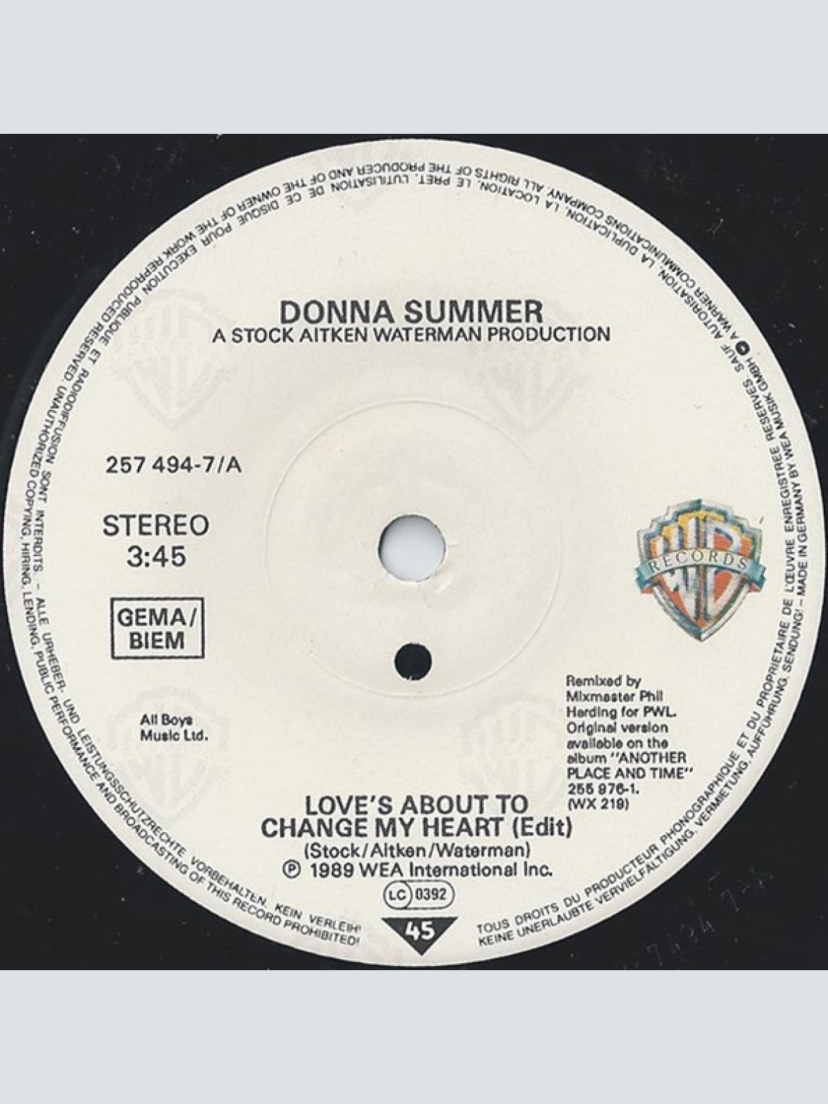 Vinyl / Donna Summer - Love's About To Change My Heart