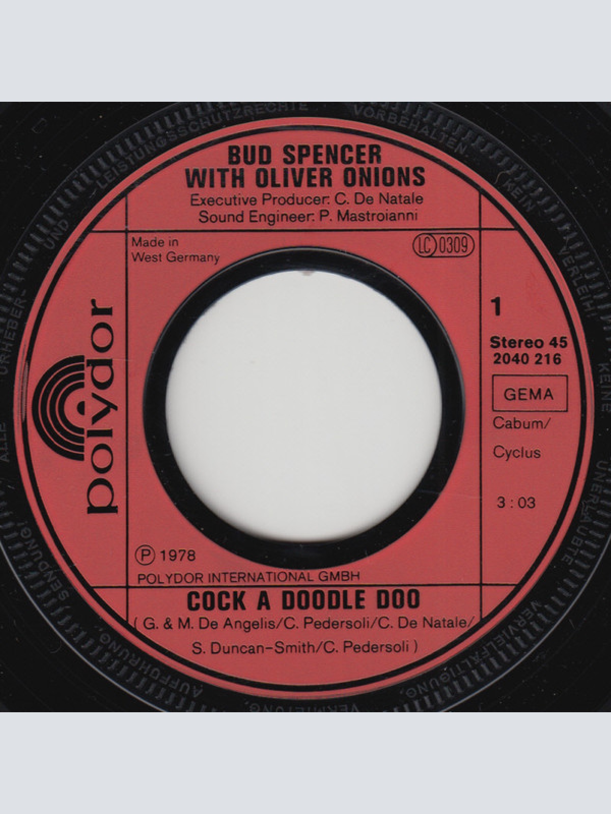 Vinyl / Bud Spencer And Oliver Onions - Cock A Doodle Doo / My Name Is Zulu