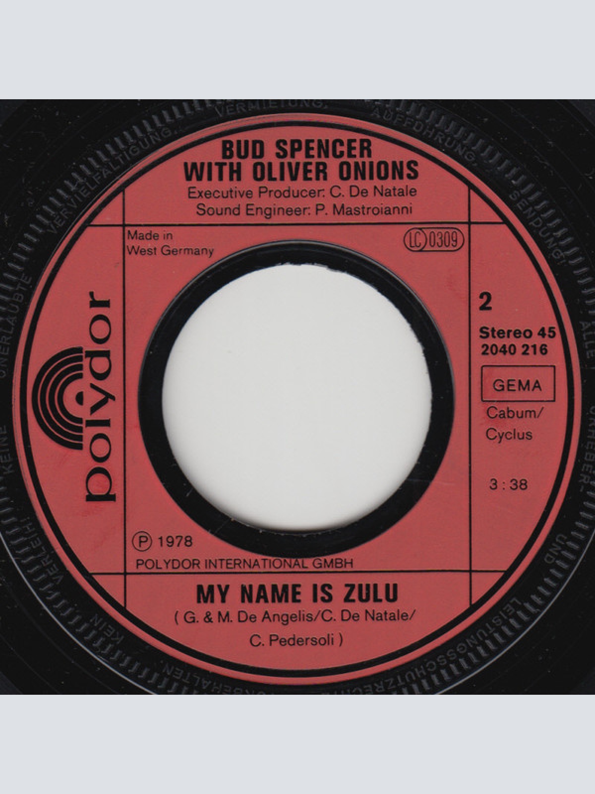 Vinyl / Bud Spencer And Oliver Onions - Cock A Doodle Doo / My Name Is Zulu