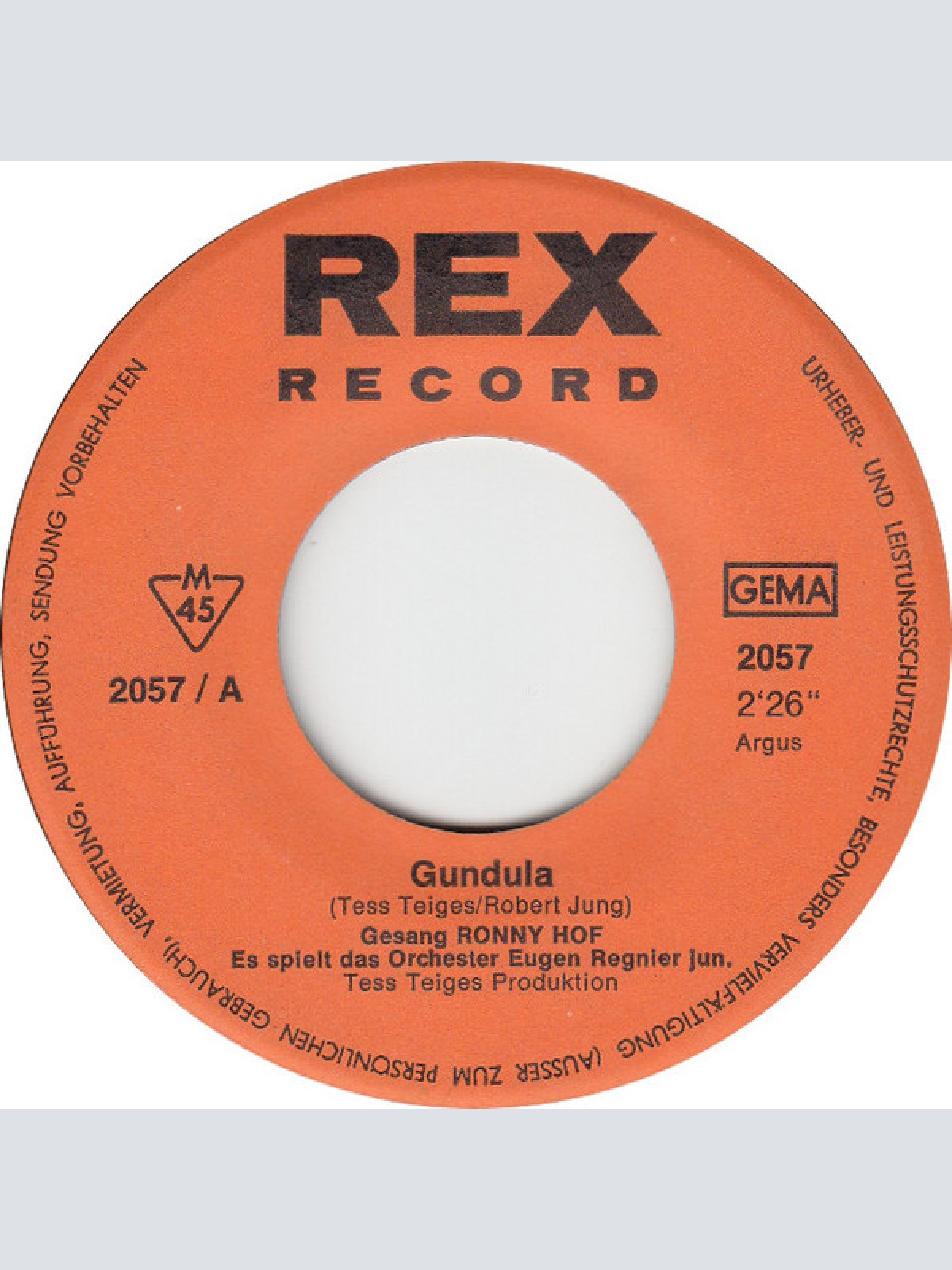 Vinyl / Ronny Hof - Gundula
