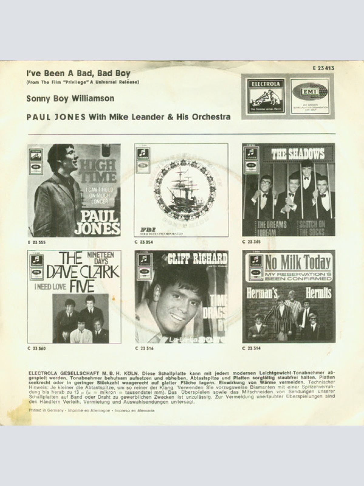 Vinyl / Paul Jones - I've Been A Bad Bad Boy / Sonny Boy Williamson