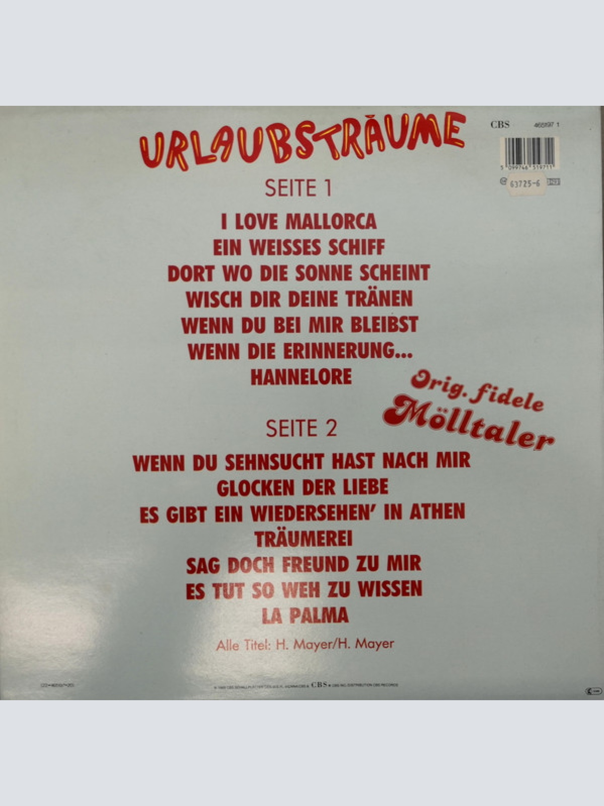 Vinyl / Orig. Fidele Mölltaler* - Urlaubsträume