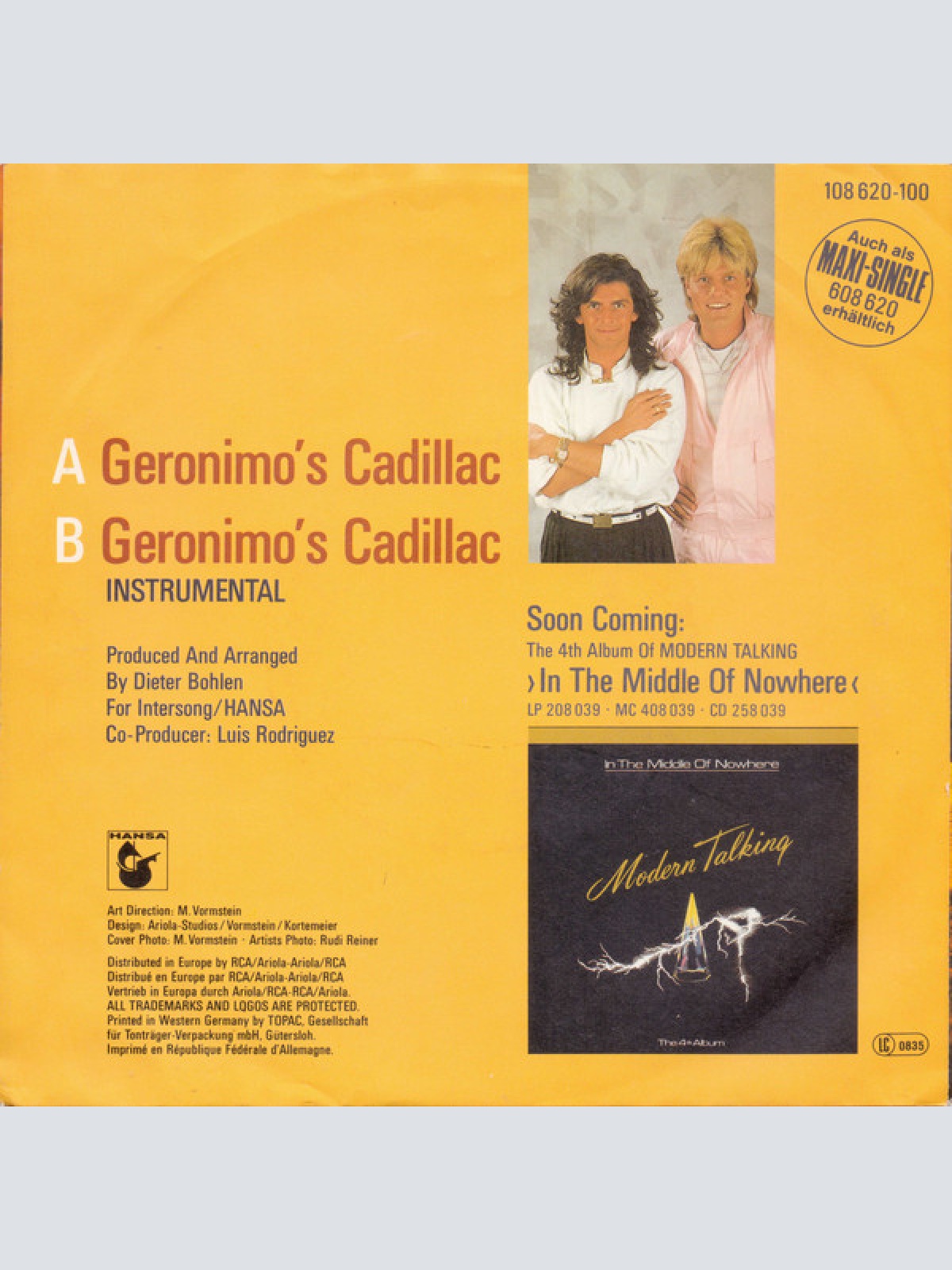 Vinyl / Modern Talking - Geronimo's Cadillac