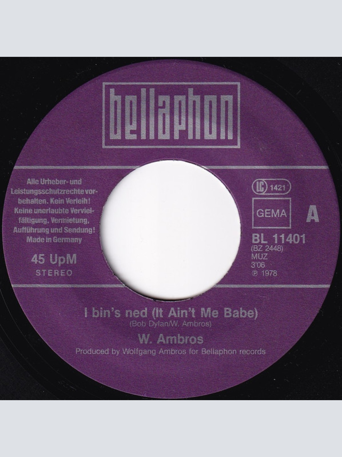 Vinyl / W. Ambros* - I Bin's Ned