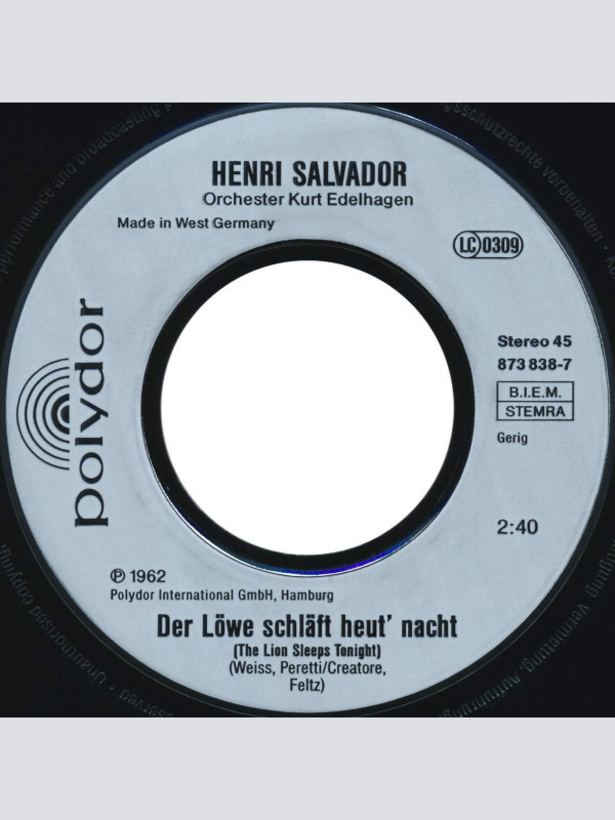 Vinyl / Henri Salvador - Der Löwe Schläft Heut' Nacht
