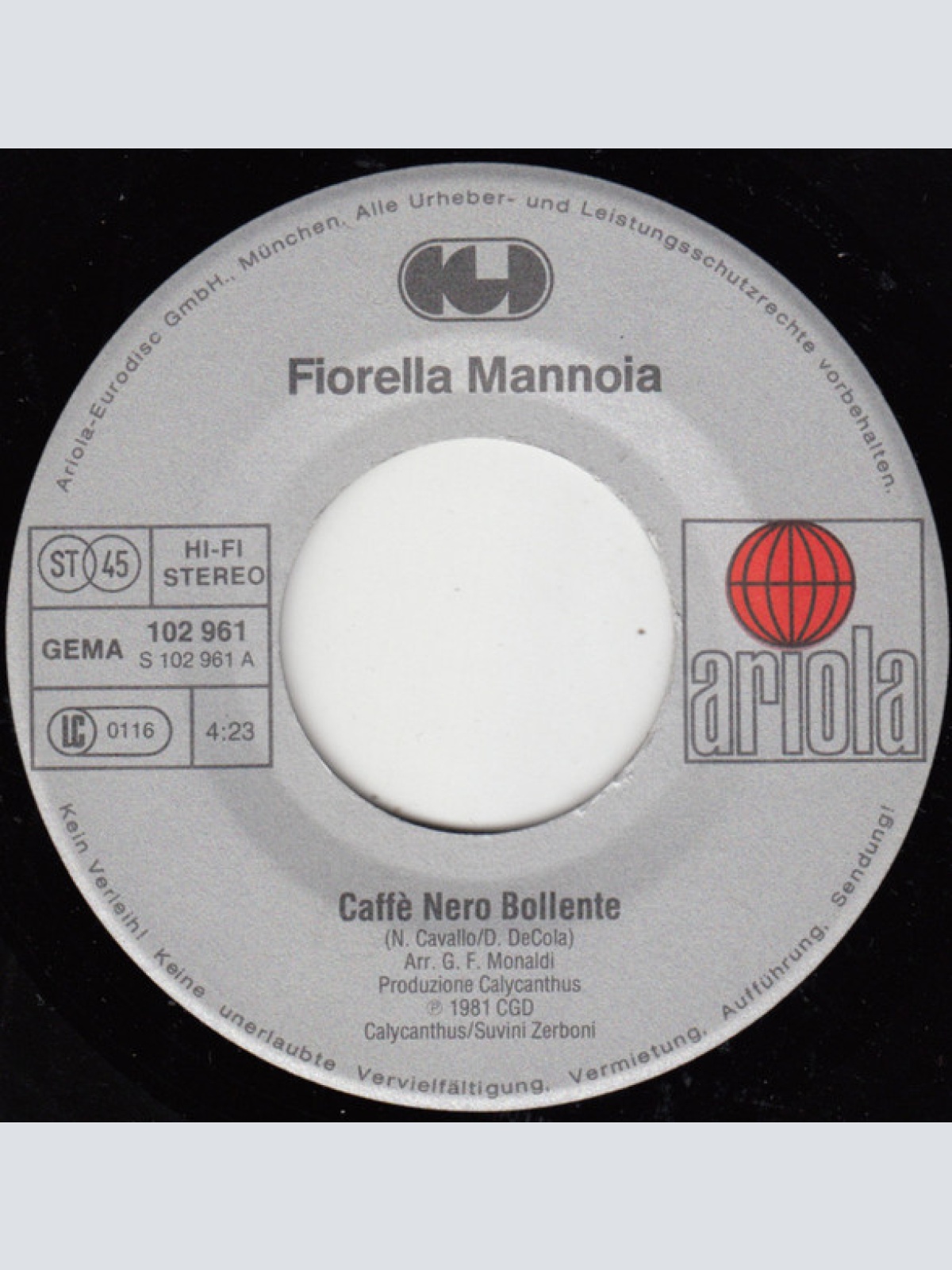 Vinyl / Fiorella Mannoia - Caffè Nero Bollente