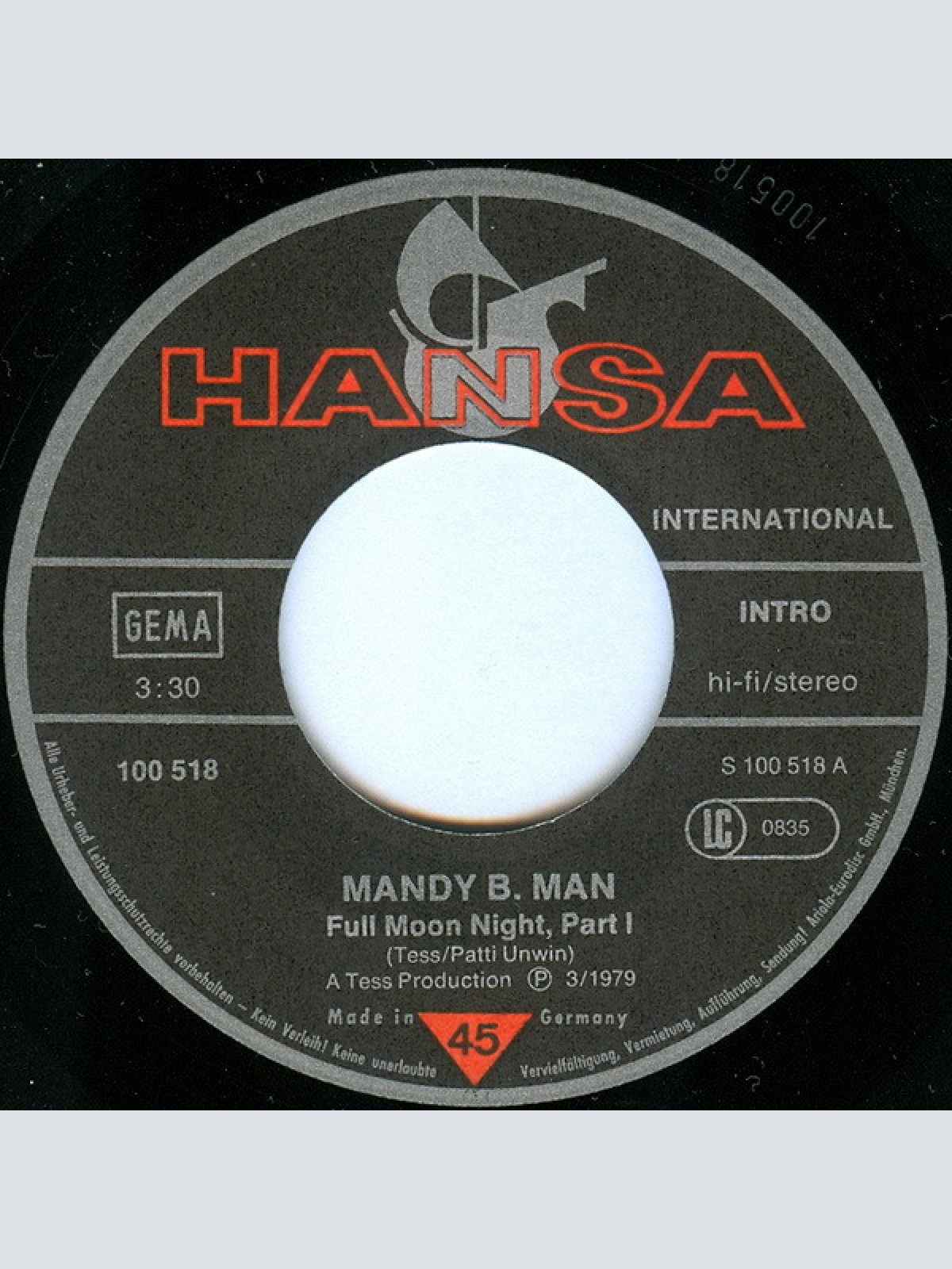 Vinyl / Mandy B. Man - Full Moon Night