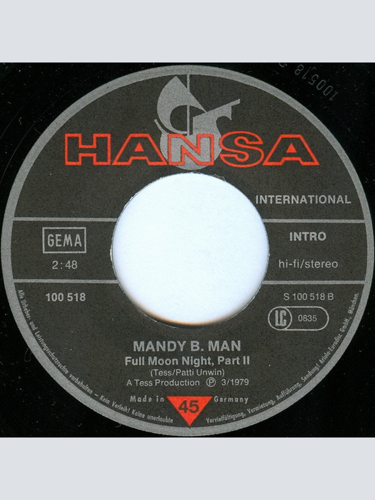 Vinyl / Mandy B. Man - Full Moon Night
