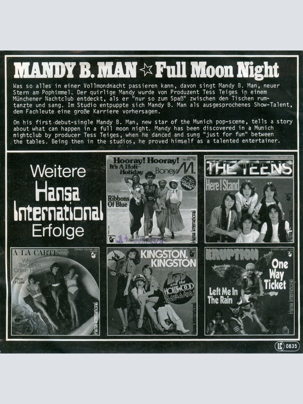 Vinyl / Mandy B. Man - Full Moon Night