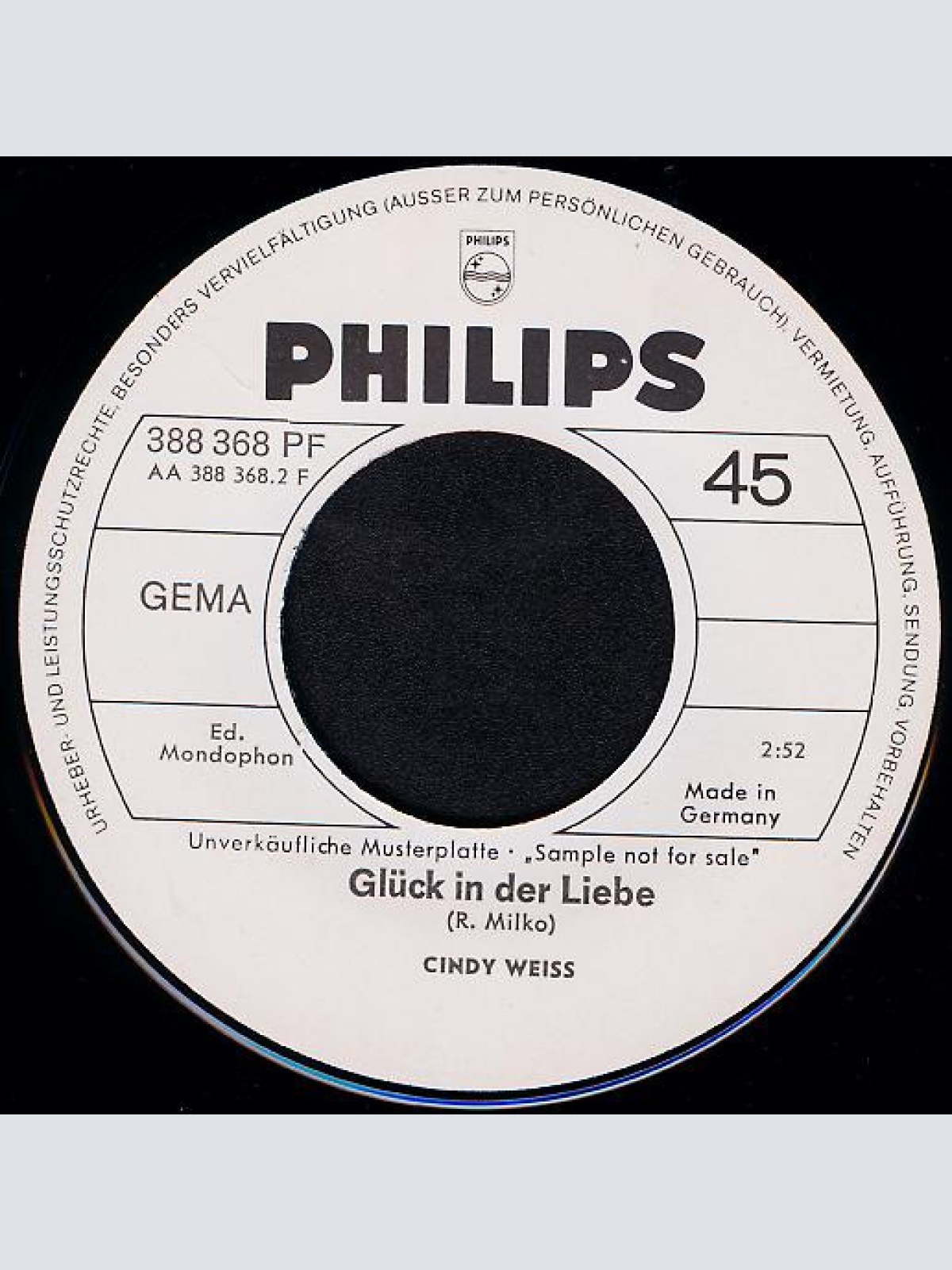 Vinyl / Cindy Weiss - Ade, Goodbye, Auf Wiederseh'n / Glück In Der Liebe