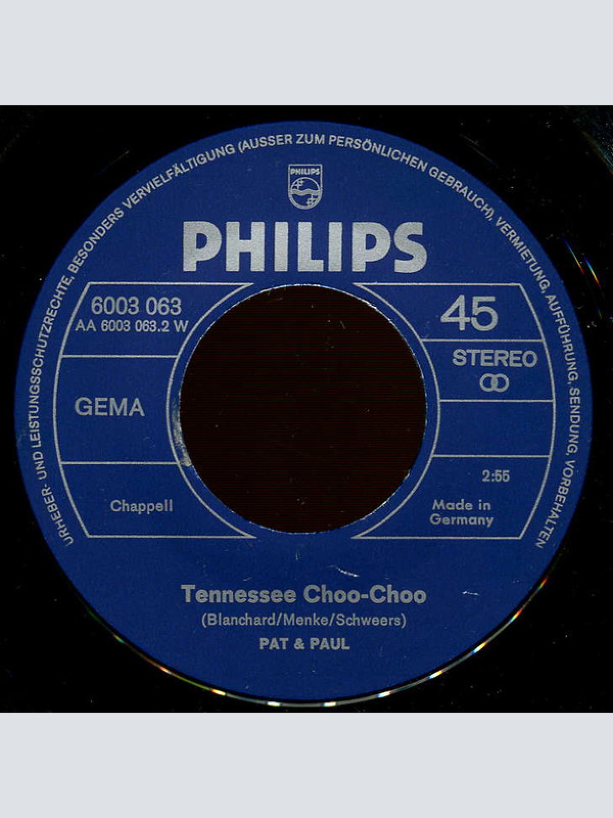 Vinyl / Pat & Paul - Hey, Mr. Mannix / Tennessee Choo-Choo