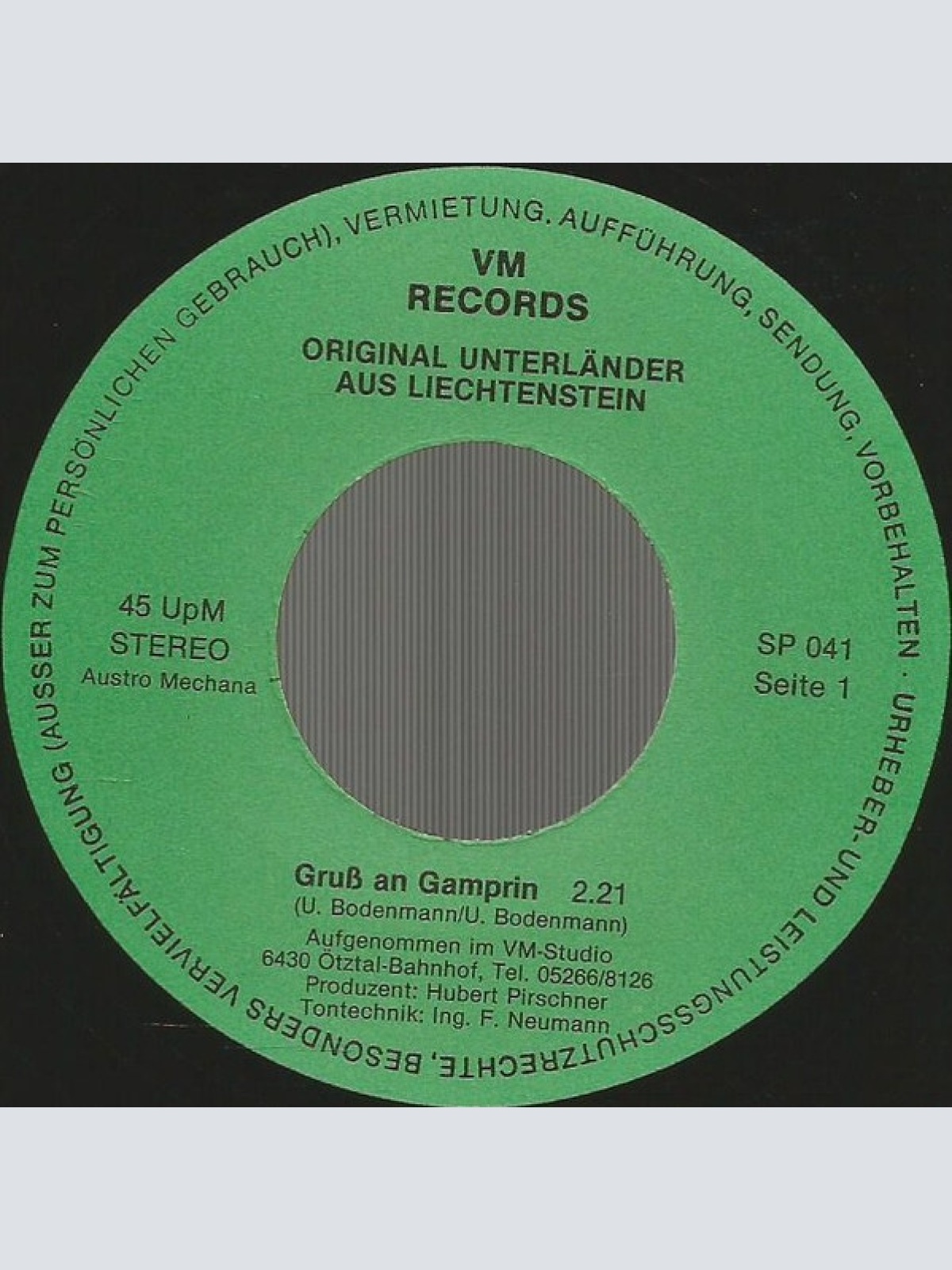 Vinyl / Original Unterländer Aus Liechtenstein* - Gruß An Gamprin