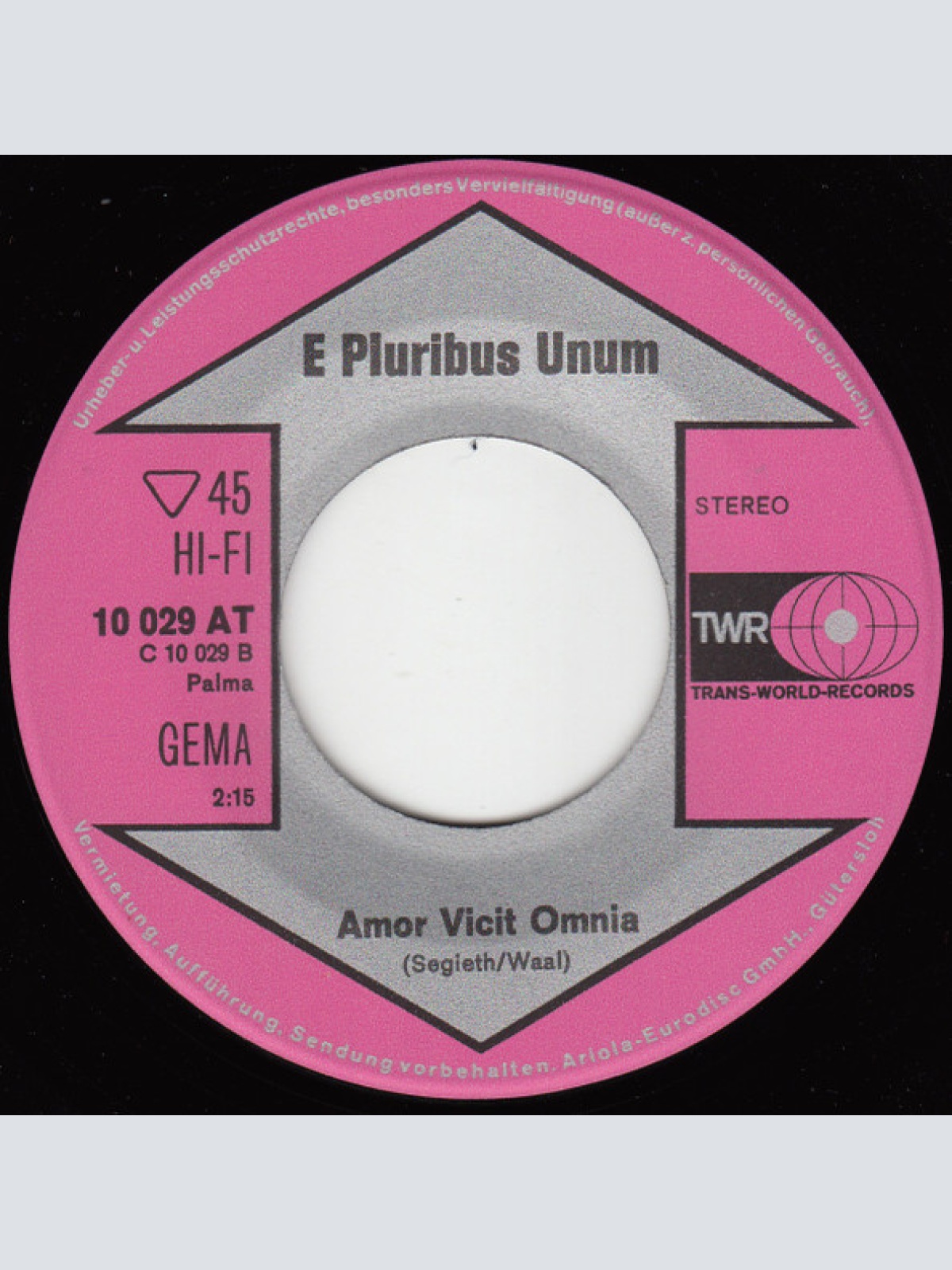 Vinyl / E Pluribus Unum - Si Tacuisses / Amor Vicit Omnia
