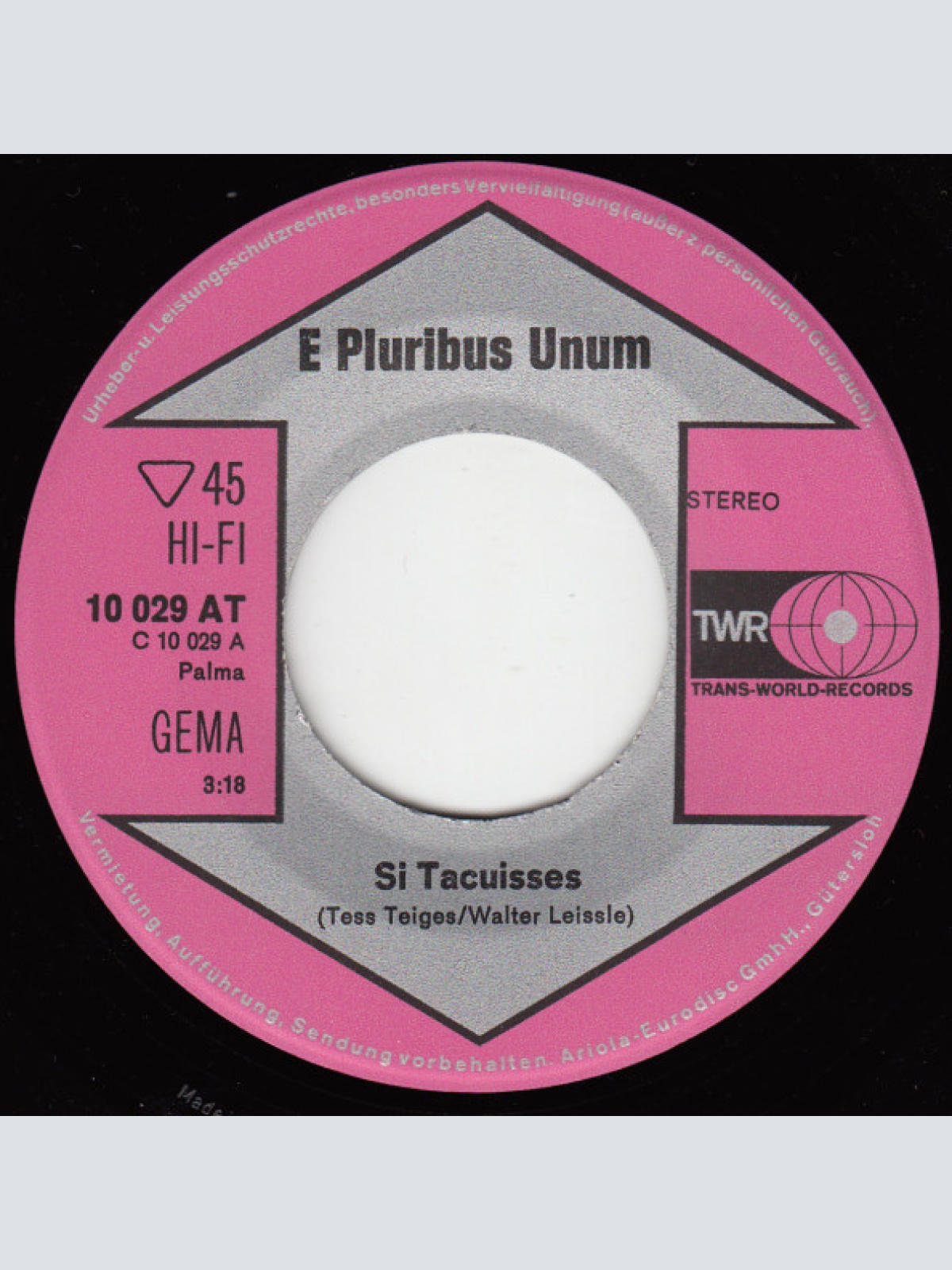 Vinyl / E Pluribus Unum - Si Tacuisses / Amor Vicit Omnia